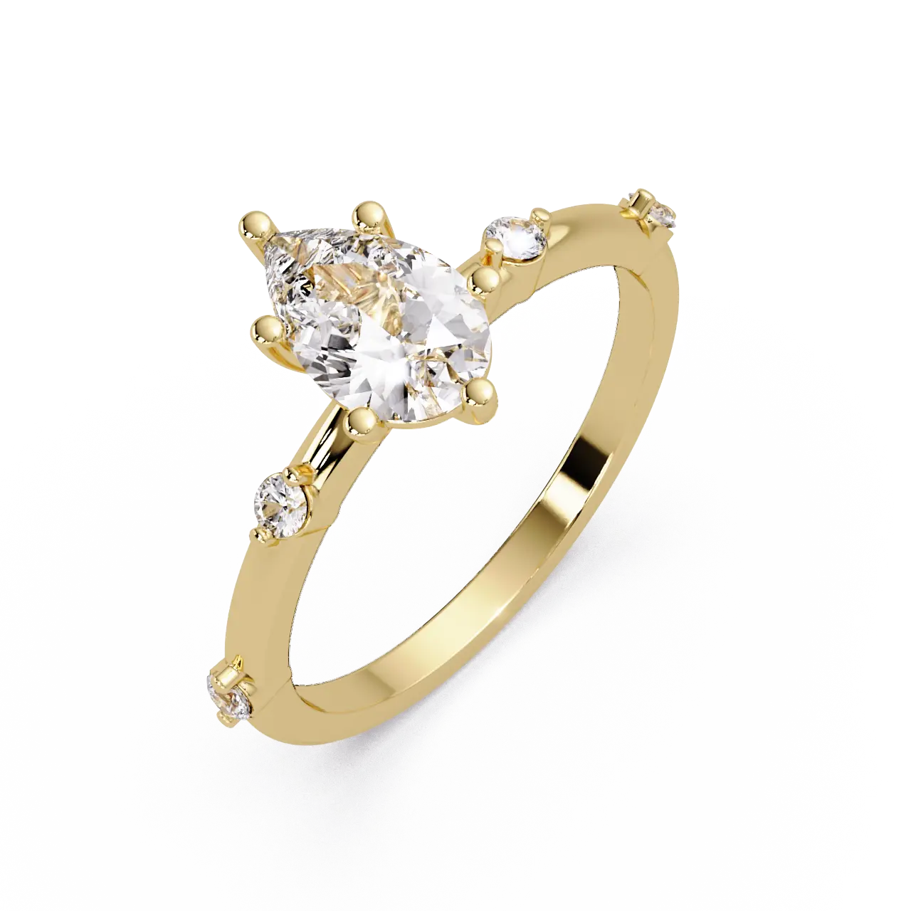 Pear Brilliant Lab Grown Diamond Engagement Ring with Minimalist Accent Band