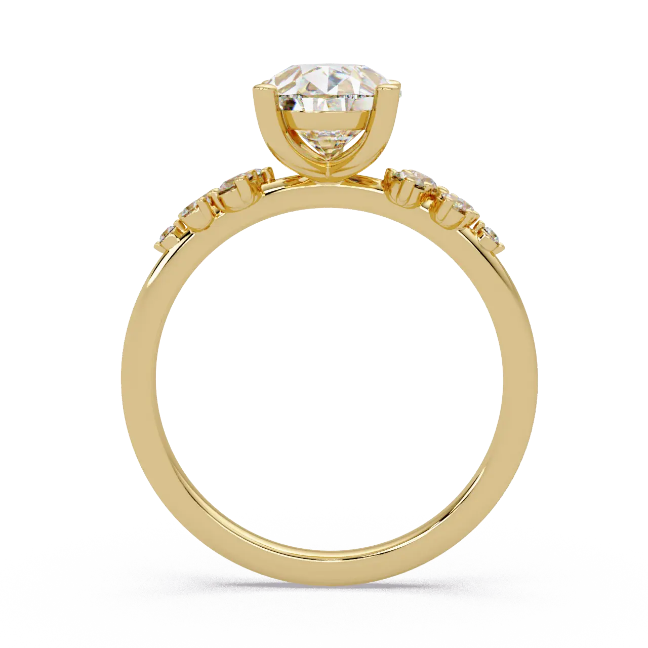 Pear Cut Diamond Snowdrift Engagement Ring Floral Cluster Accent Gold Ring
