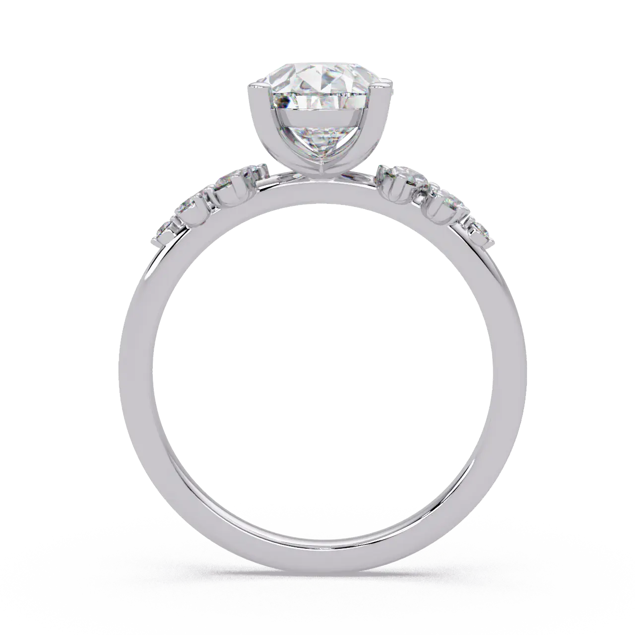 Pear Cut Diamond Snowdrift Engagement Ring Floral Cluster Accent Gold Ring