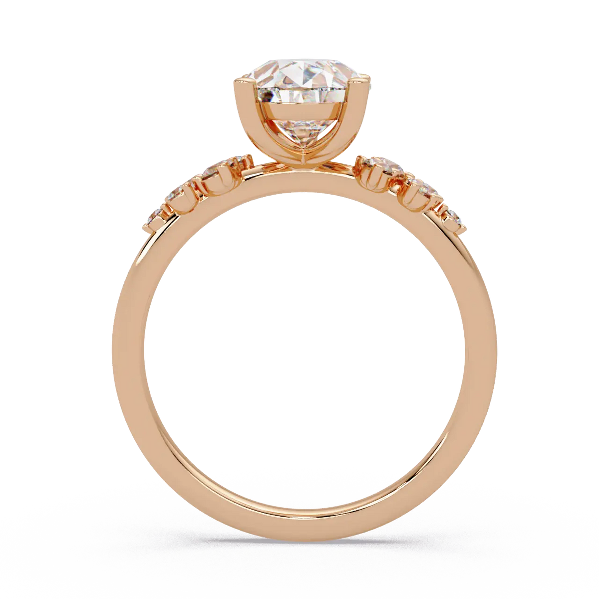 Pear Cut Diamond Snowdrift Engagement Ring Floral Cluster Accent Gold Ring