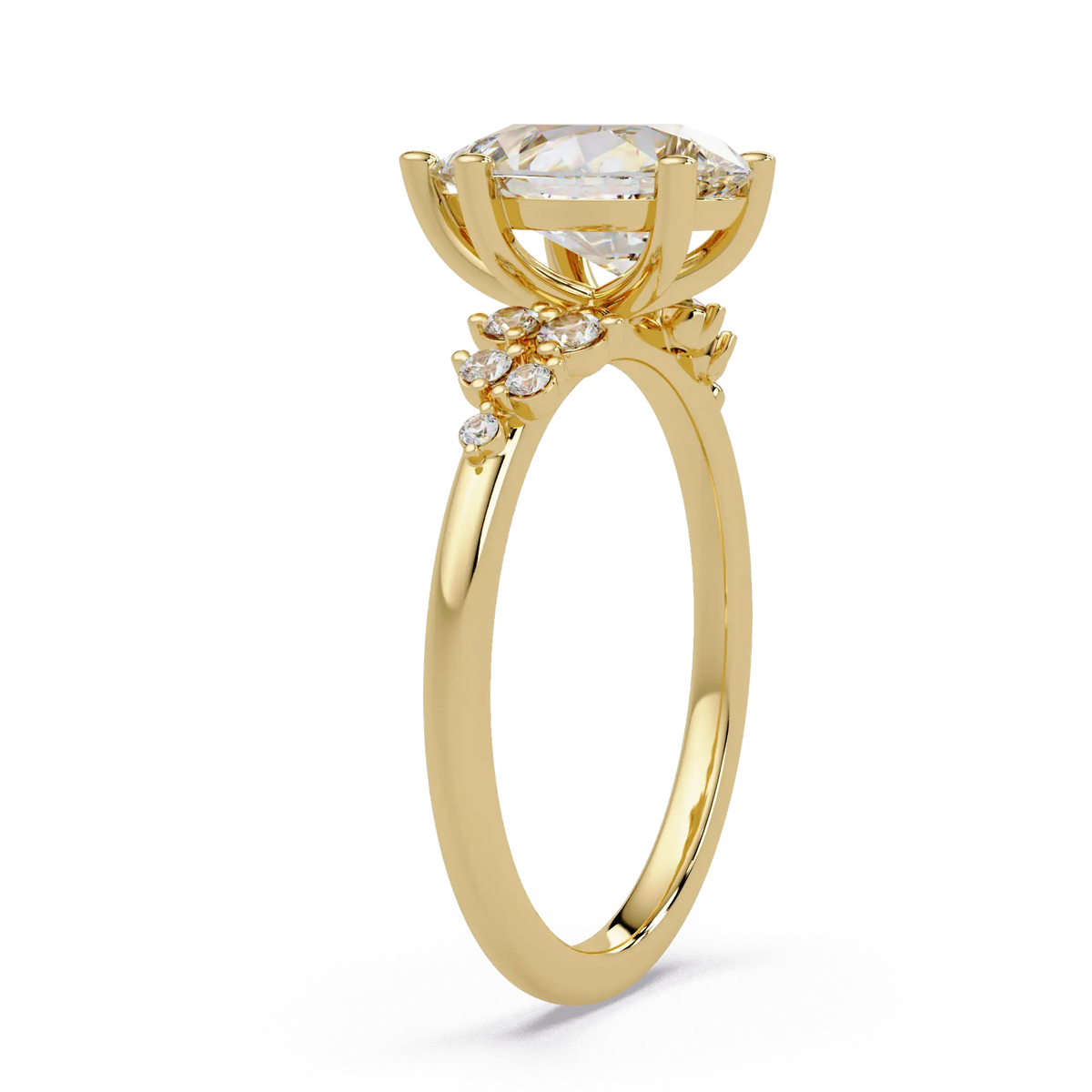 Pear Cut Diamond Snowdrift Engagement Ring Floral Cluster Accent Gold Ring