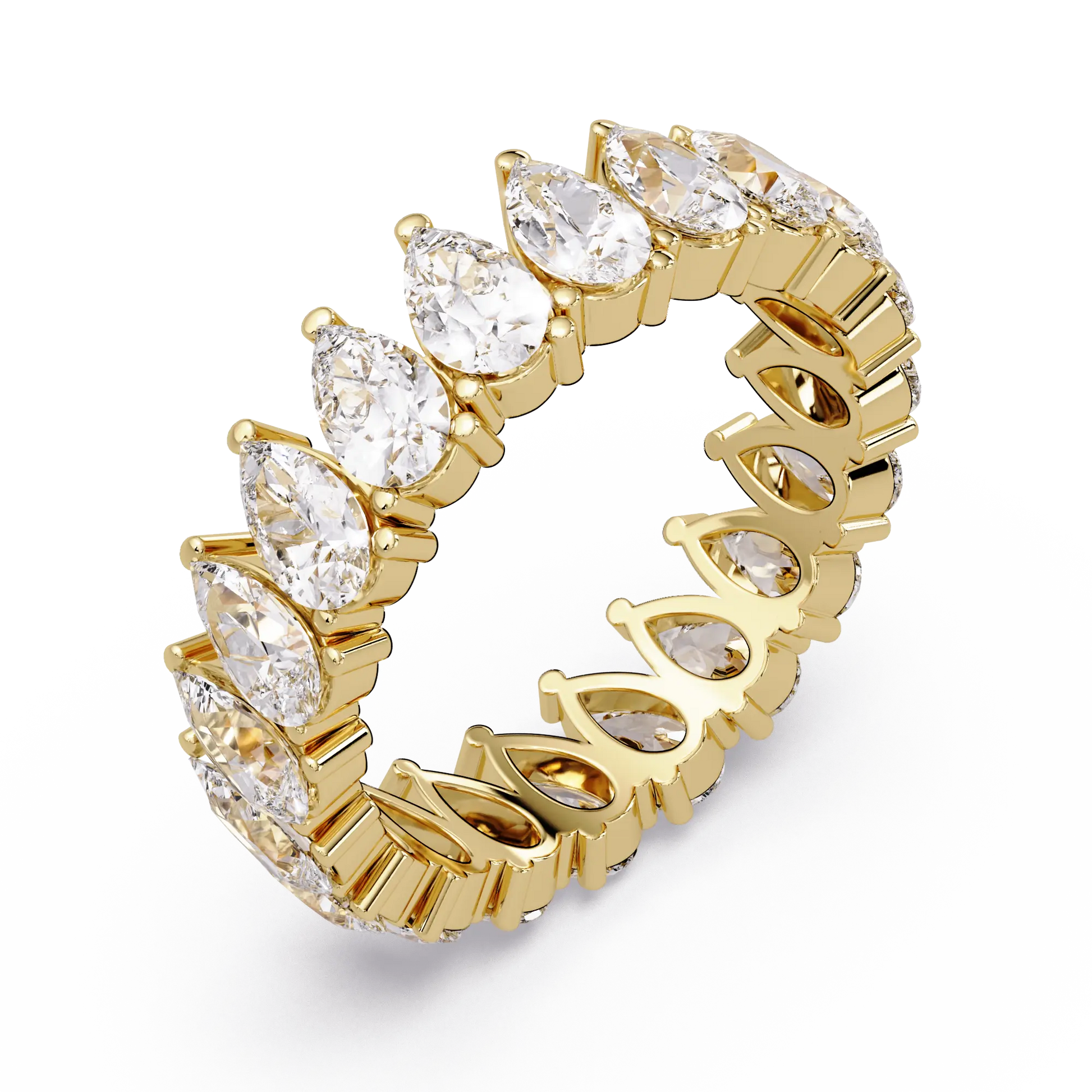 Pear Cut Lab Grown Diamond Eternity Wedding Band - Full Eternity Teardrop Diamond Ring