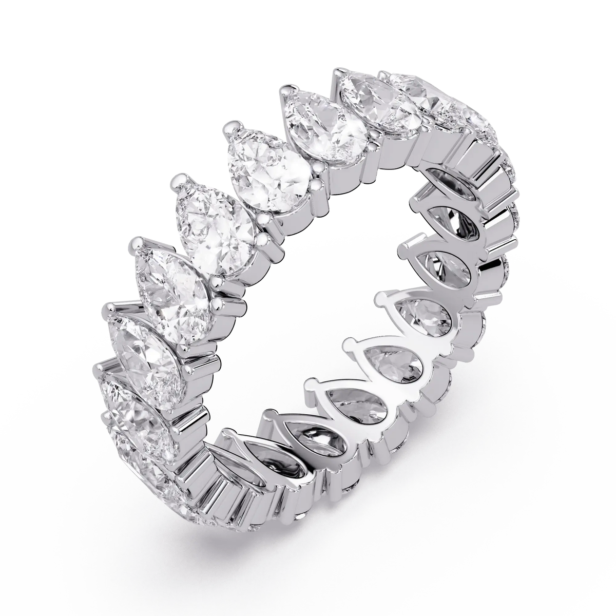 Pear Cut Lab Grown Diamond Eternity Wedding Band - Full Eternity Teardrop Diamond Ring