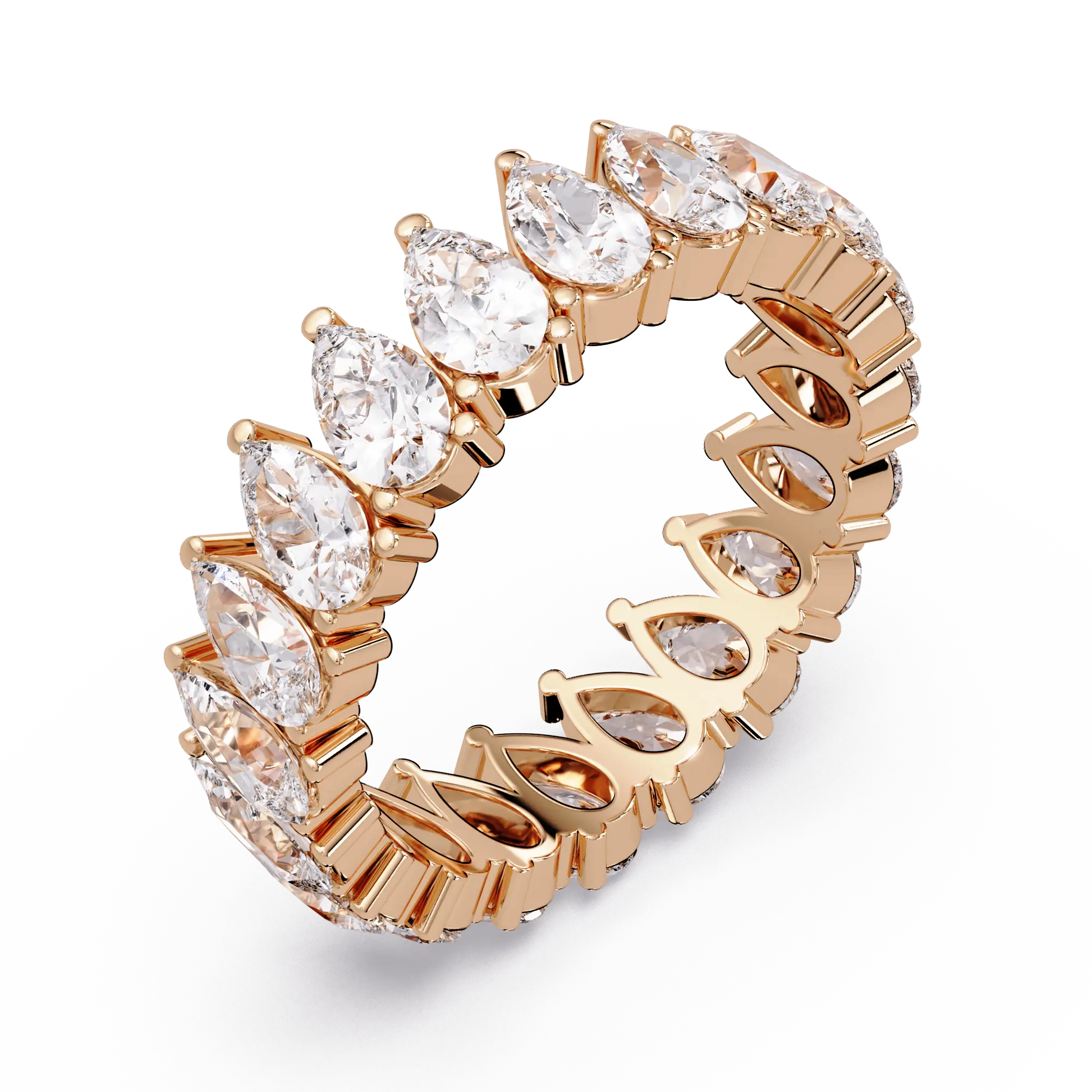 Pear Cut Lab Grown Diamond Eternity Wedding Band - Full Eternity Teardrop Diamond Ring