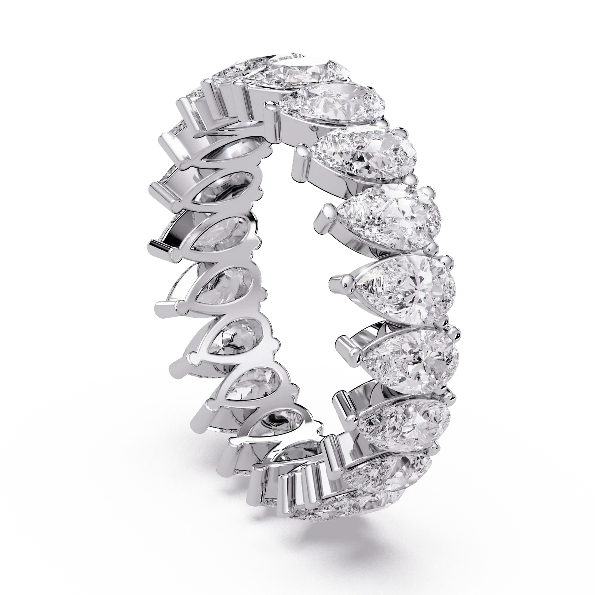 Pear Cut Lab Grown Diamond Eternity Wedding Band - Full Eternity Teardrop Diamond Ring