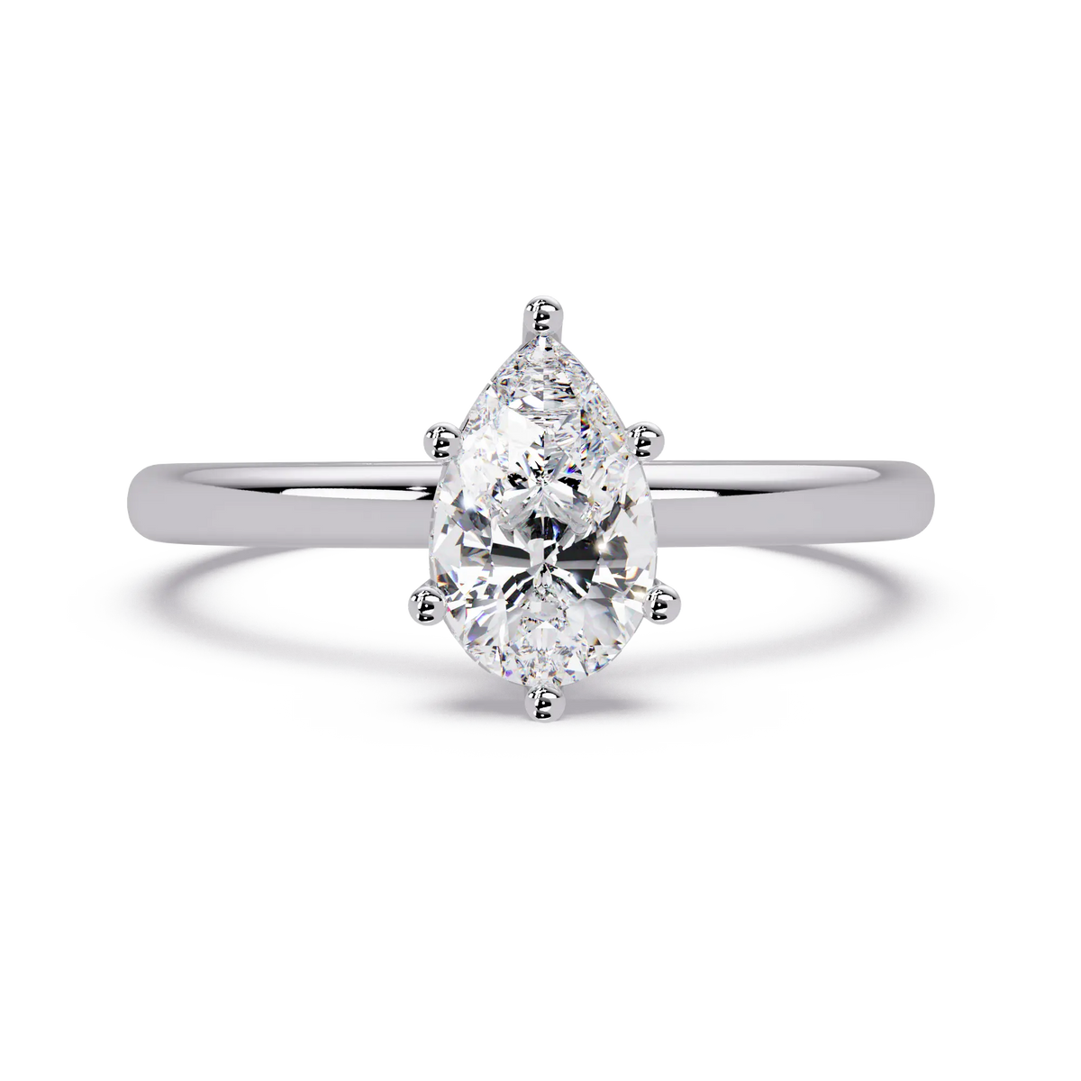 Pear Cut Lab Grown Diamond Solitaire Engagement Ring, Classic Teardrop Promise Ring, Minimalist Bridal Ring