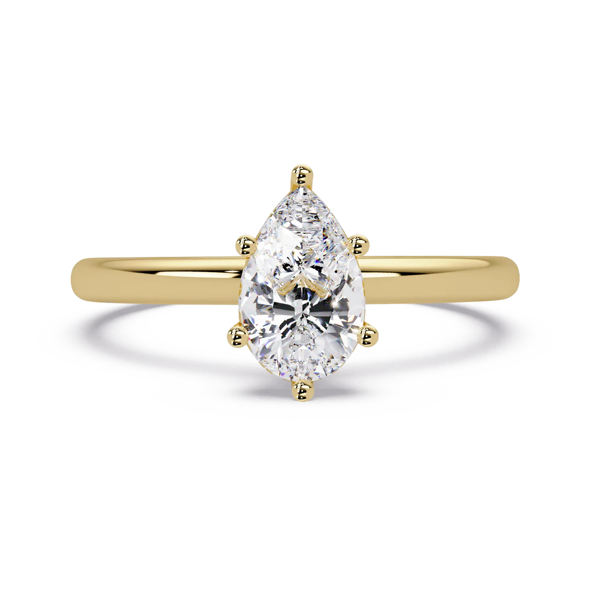 Pear Cut Lab Grown Diamond Solitaire Engagement Ring, Classic Teardrop Promise Ring, Minimalist Bridal Ring