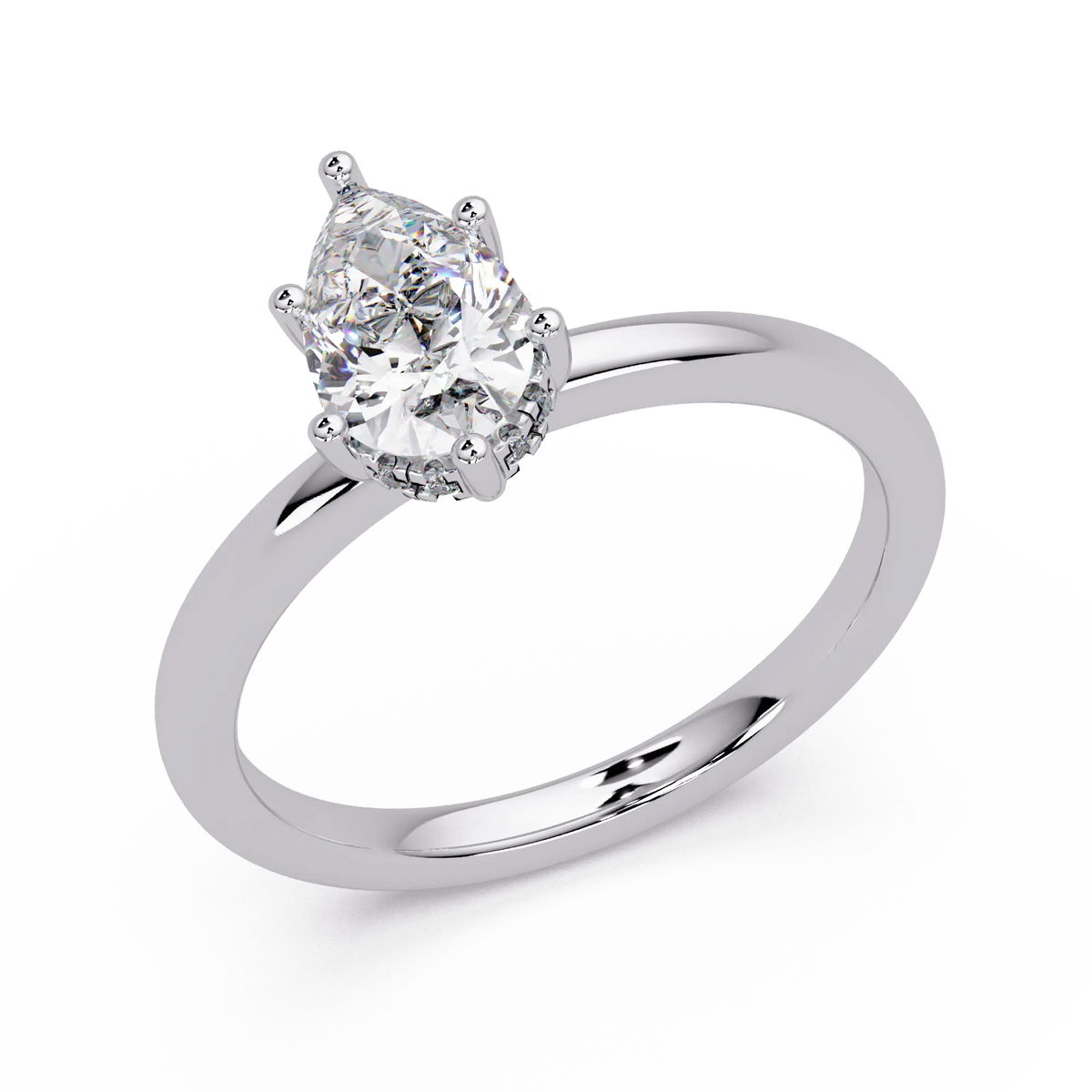Pear Cut Lab Grown Diamond Solitaire Engagement Ring, Classic Teardrop Promise Ring, Minimalist Bridal Ring