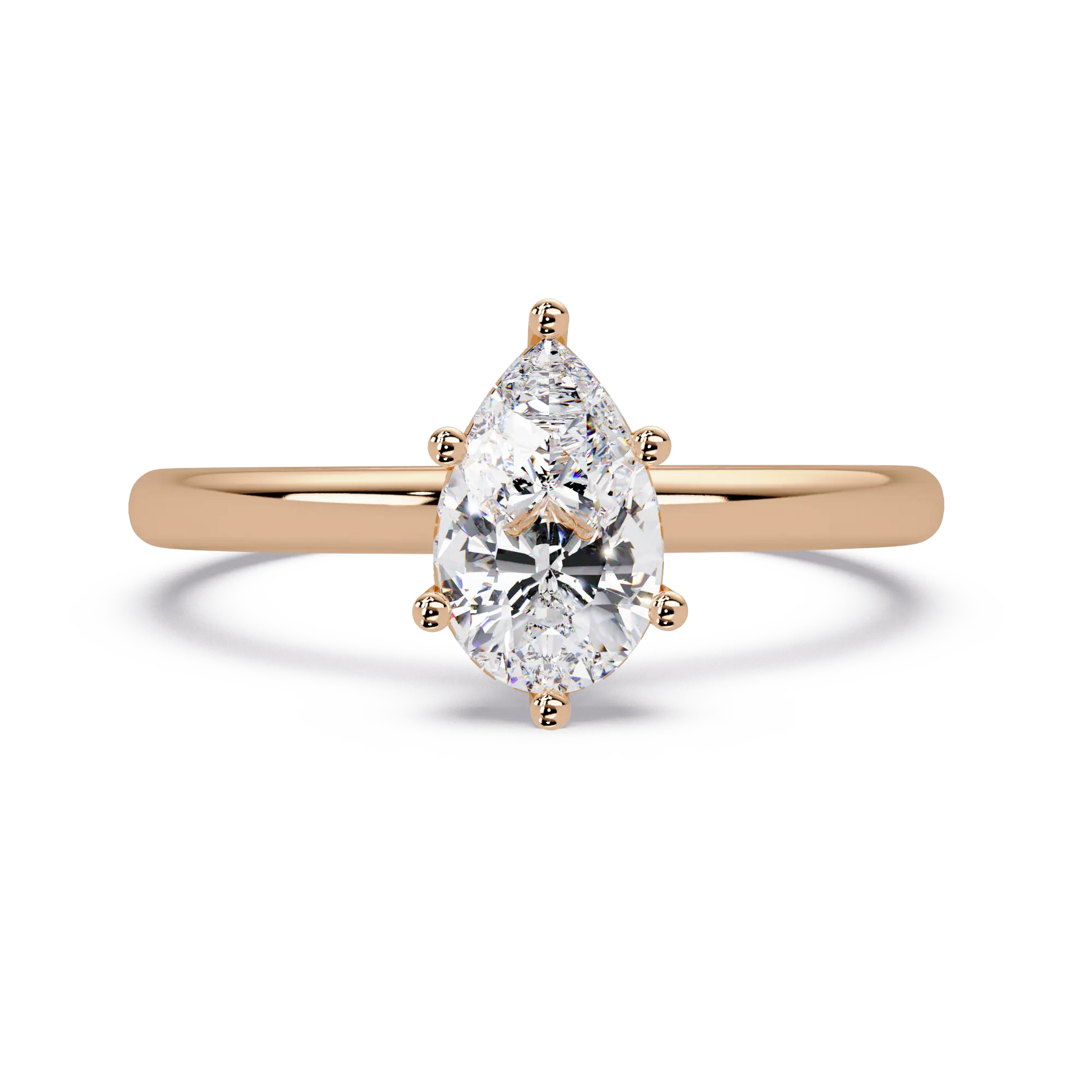 Pear Cut Lab Grown Diamond Solitaire Engagement Ring, Classic Teardrop Promise Ring, Minimalist Bridal Ring