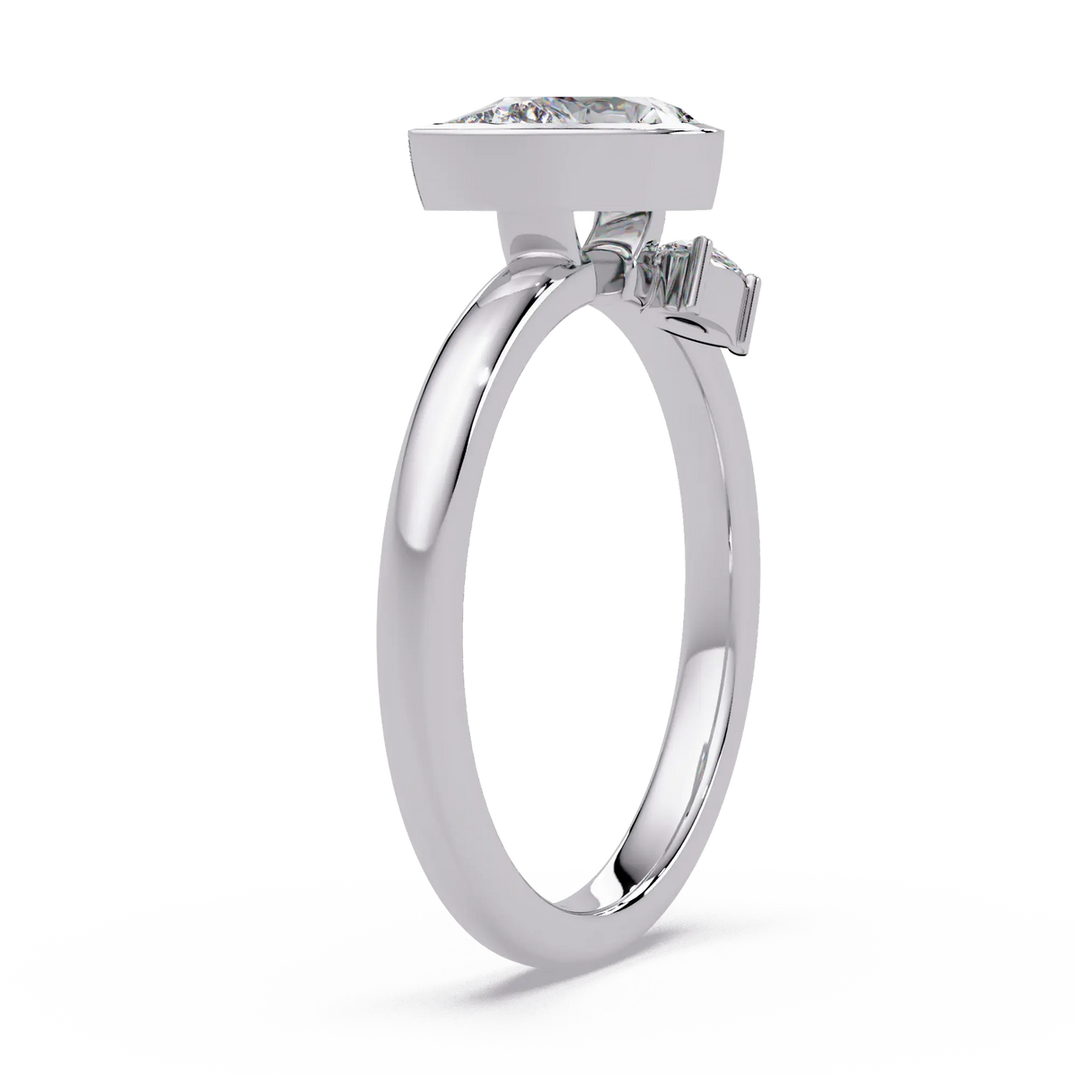 Pear Lab Grown Diamond Bezel Two Stone Engagement Ring