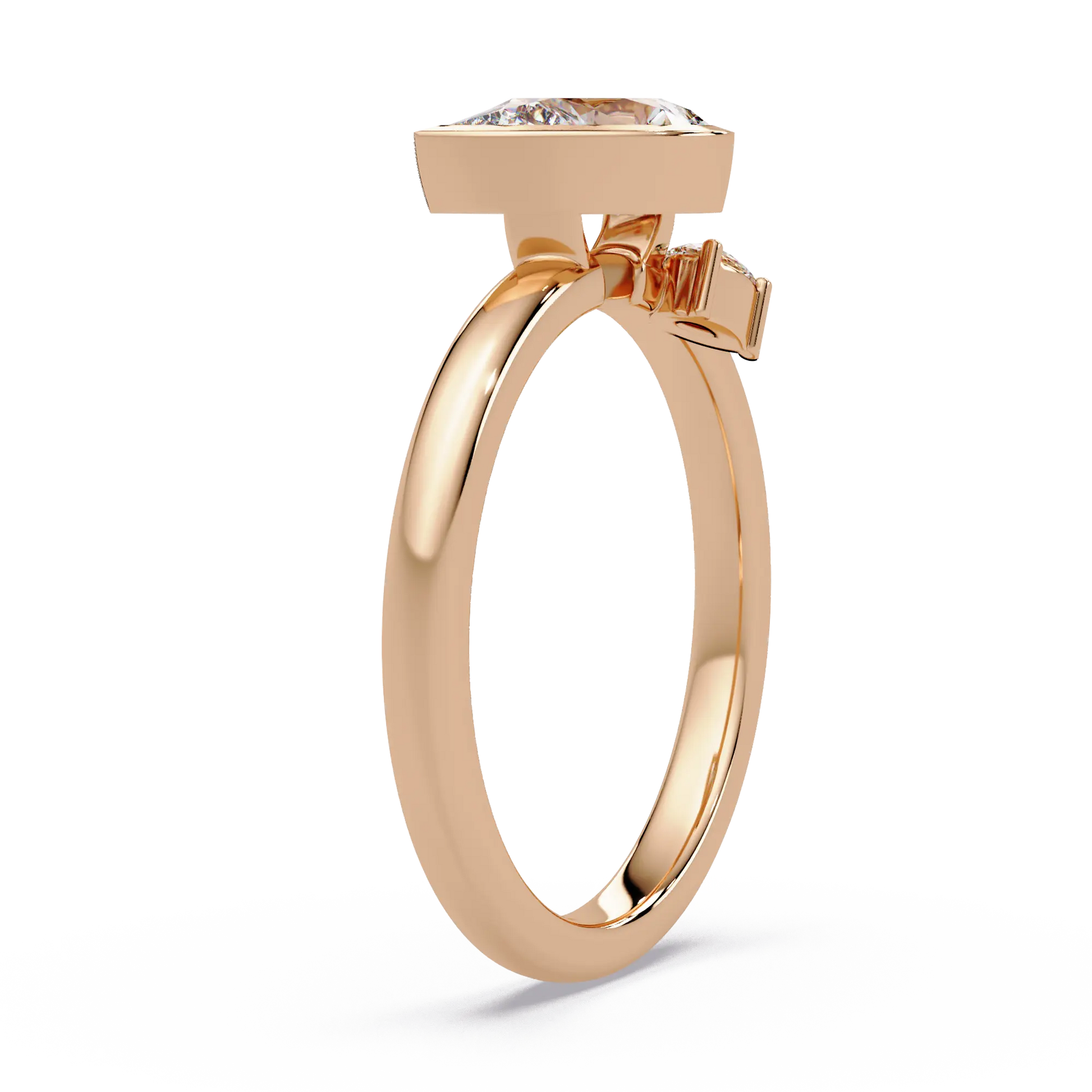Pear Lab Grown Diamond Bezel Two Stone Engagement Ring