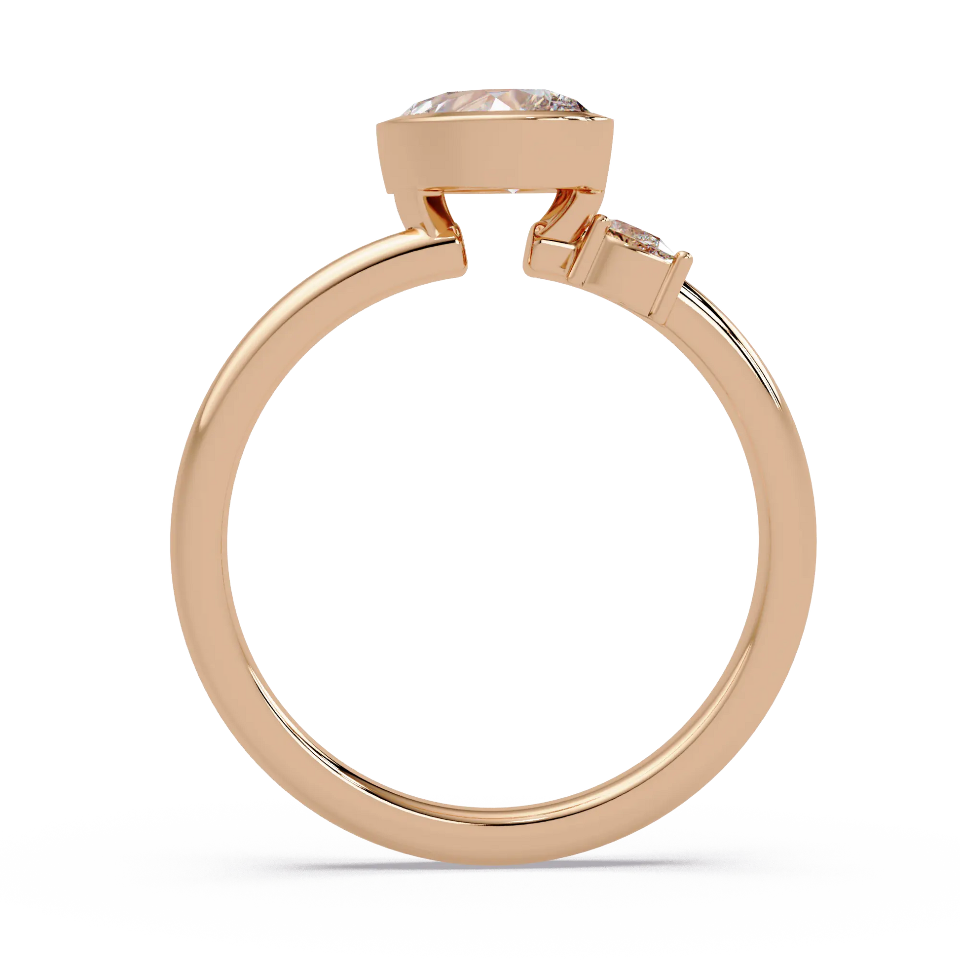 Pear Lab Grown Diamond Bezel Two Stone Engagement Ring