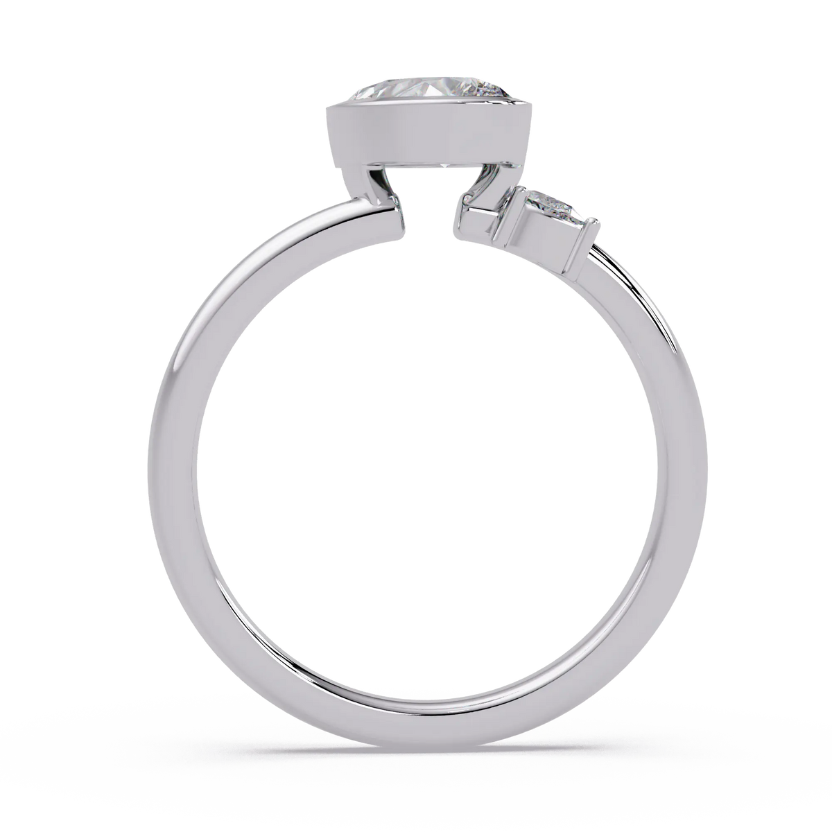 Pear Lab Grown Diamond Bezel Two Stone Engagement Ring