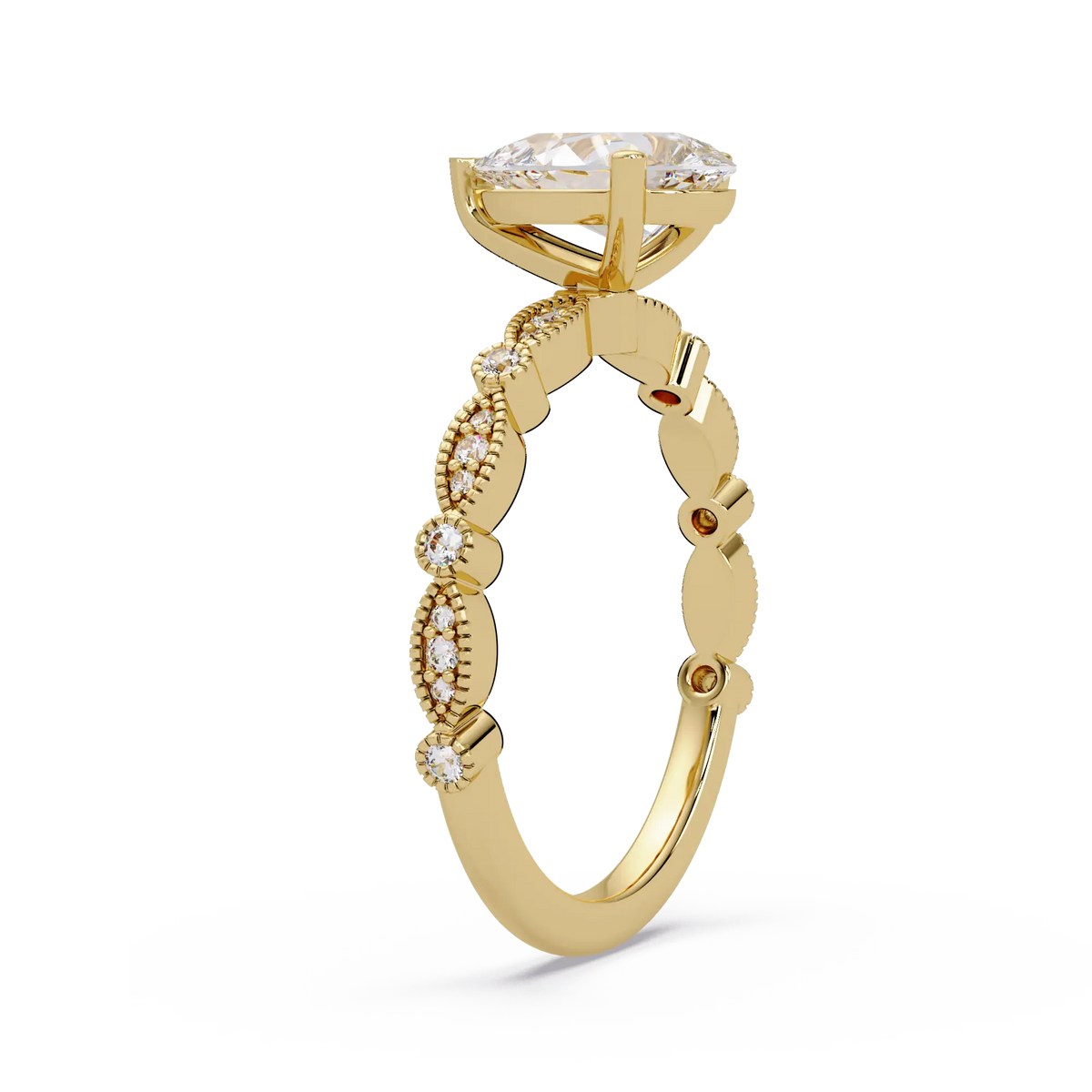Pear Diamond Vintage Infinity Mil-grain Rose Gold Engagement Ring