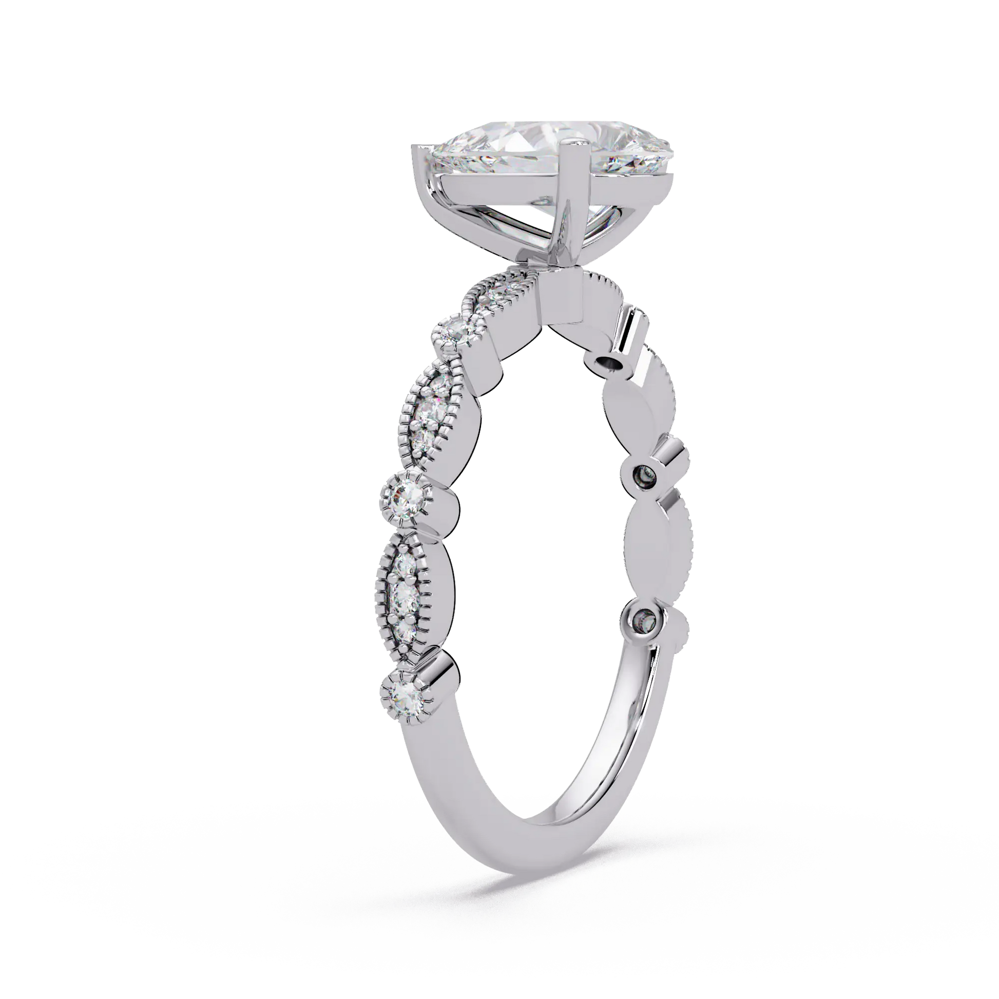 Pear Diamond Vintage Infinity Mil-grain Rose Gold Engagement Ring