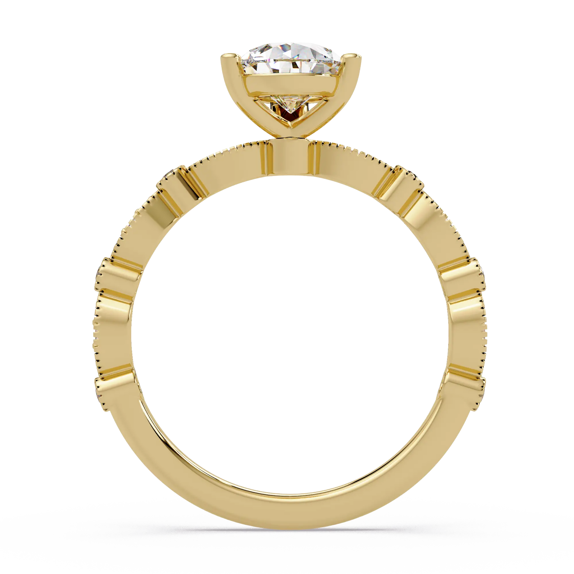 Pear Diamond Vintage Infinity Mil-grain Rose Gold Engagement Ring