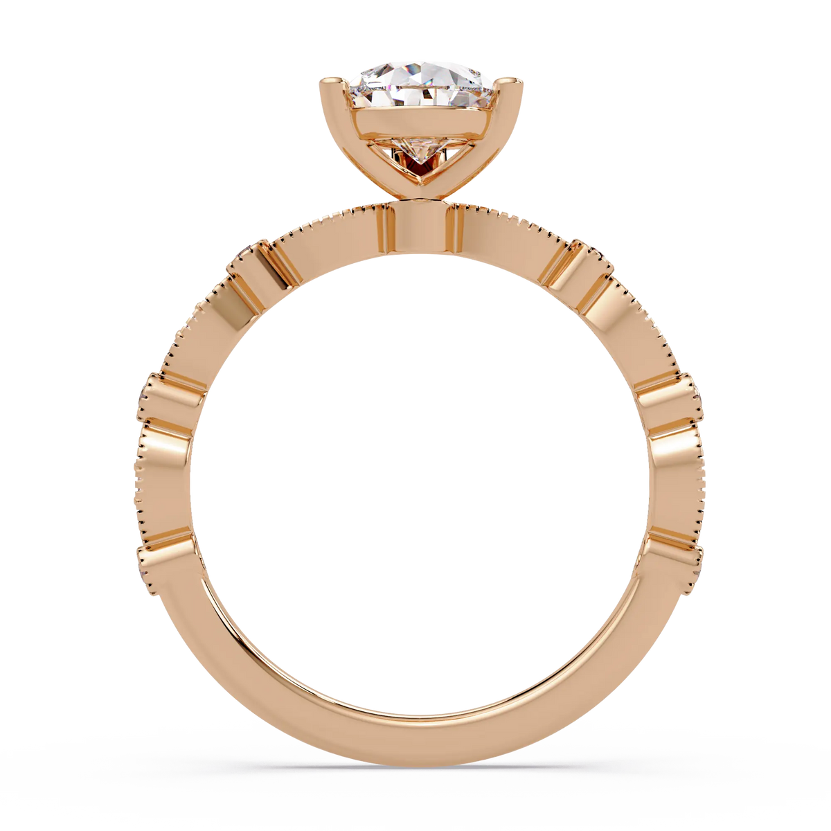 Pear Diamond Vintage Infinity Mil-grain Rose Gold Engagement Ring