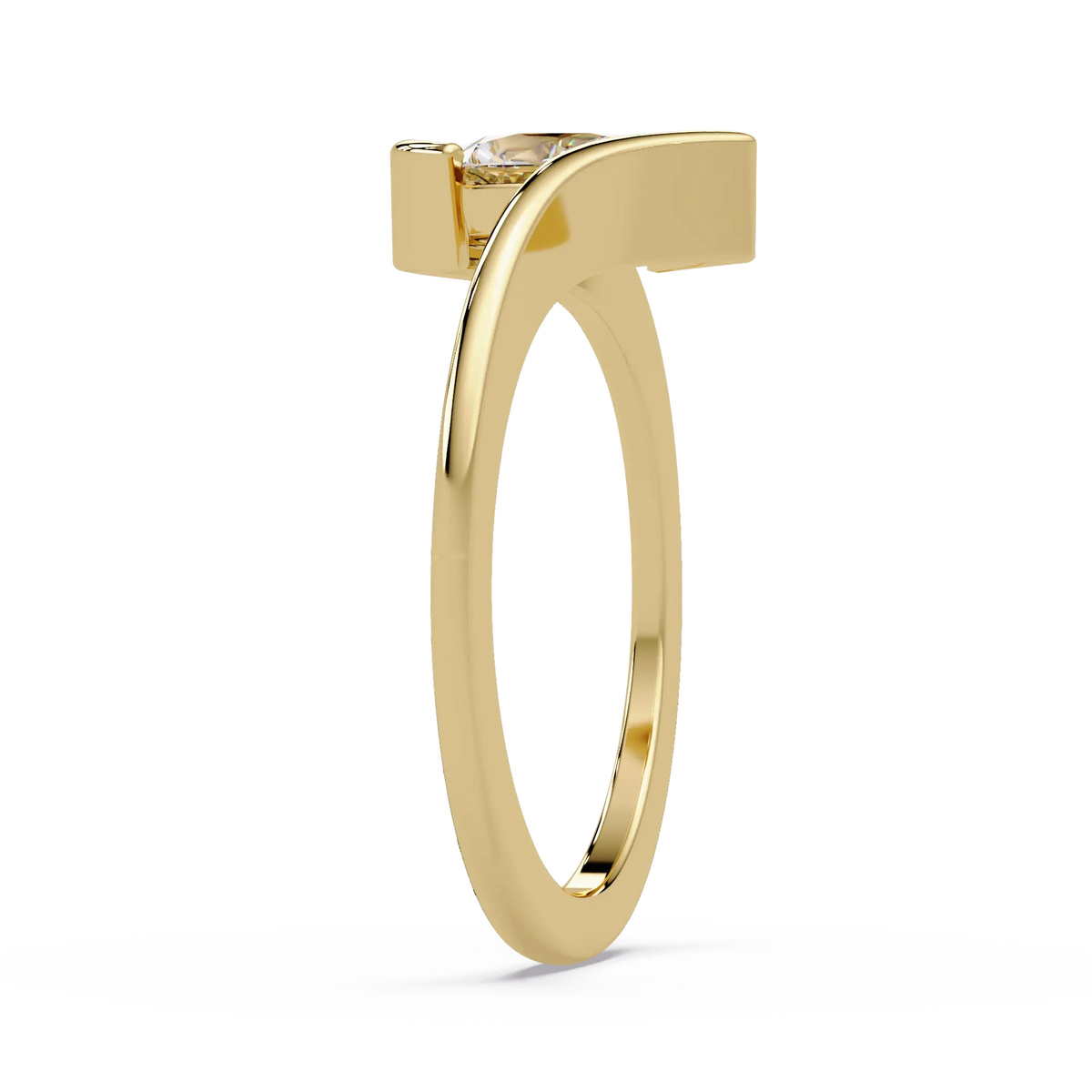 Pear Lab Grown Diamond Engagement Ring, Twisted Bypass Solitaire Ring, Minimalist Bridal Ring