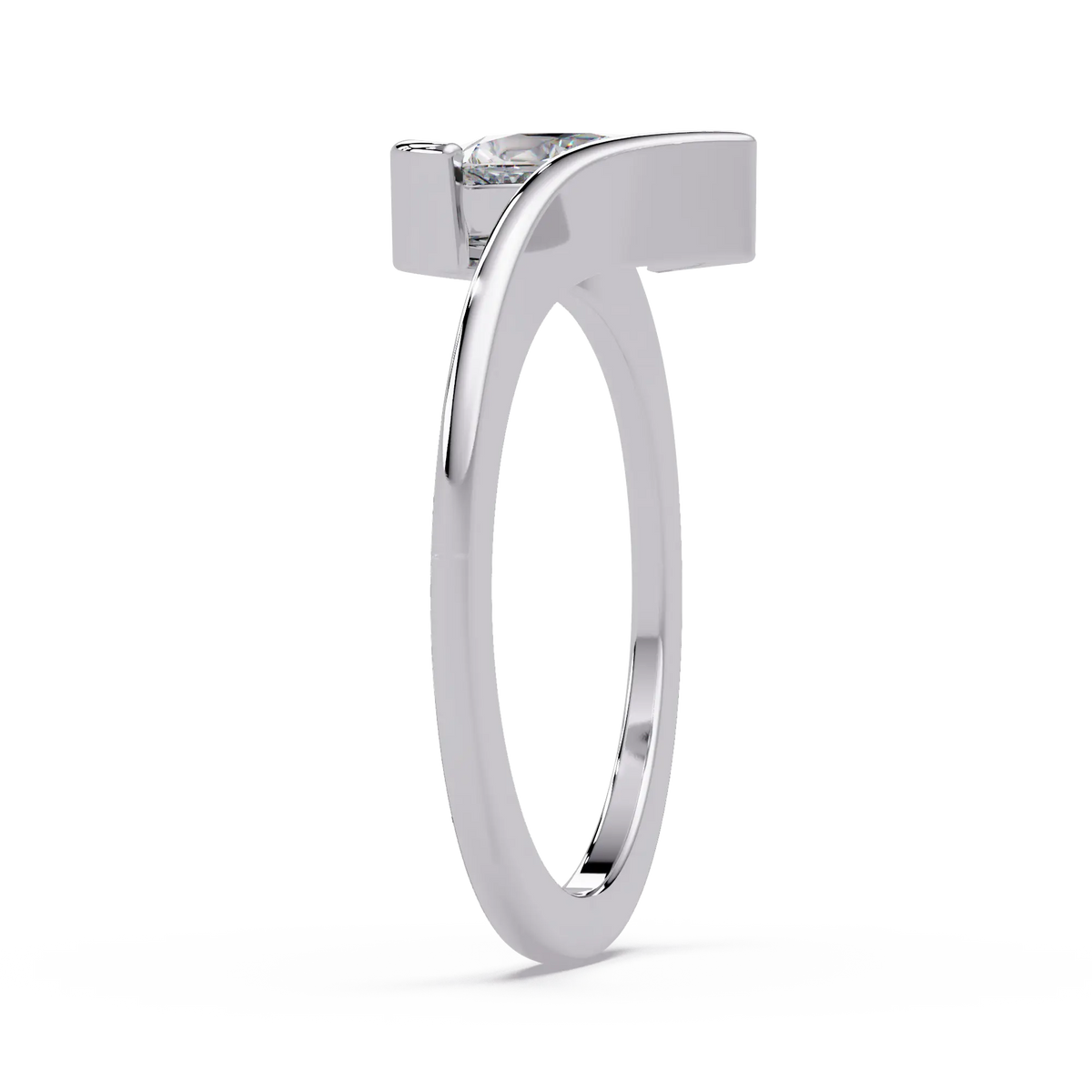 Pear Lab Grown Diamond Engagement Ring, Twisted Bypass Solitaire Ring, Minimalist Bridal Ring