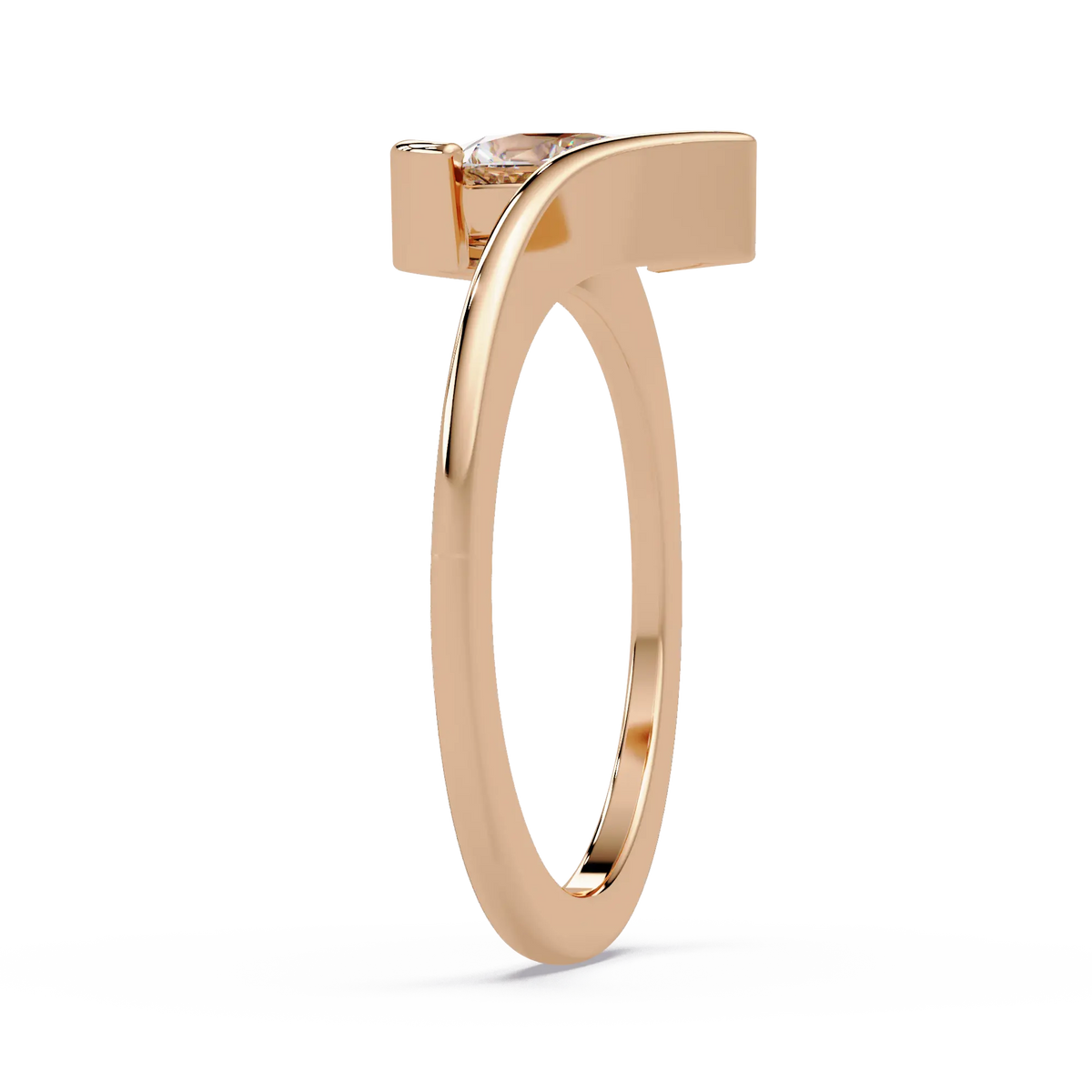 Pear Lab Grown Diamond Engagement Ring, Twisted Bypass Solitaire Ring, Minimalist Bridal Ring