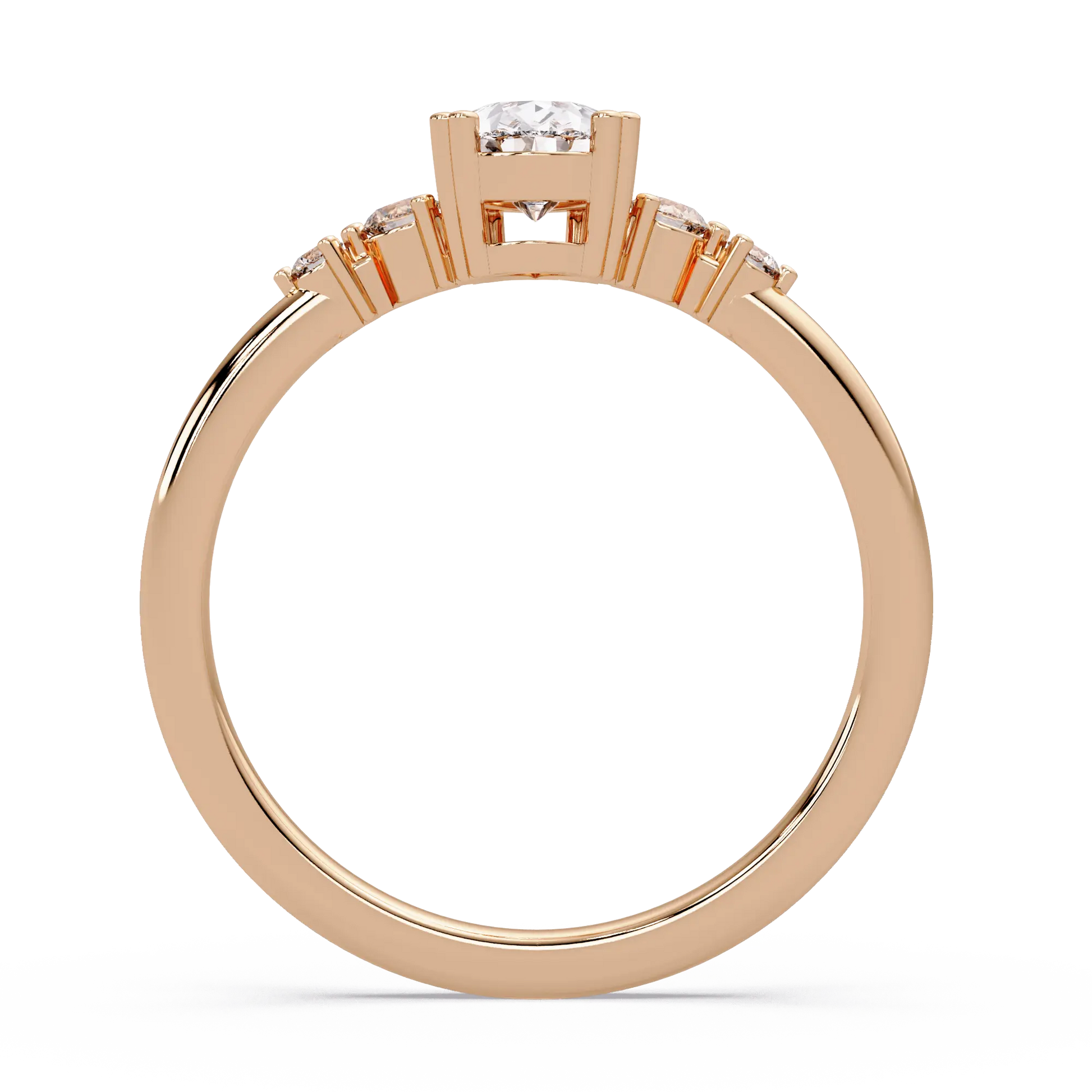 Pear Shaped Lab Grown Diamond Engagement Ring with Round Side Diamonds