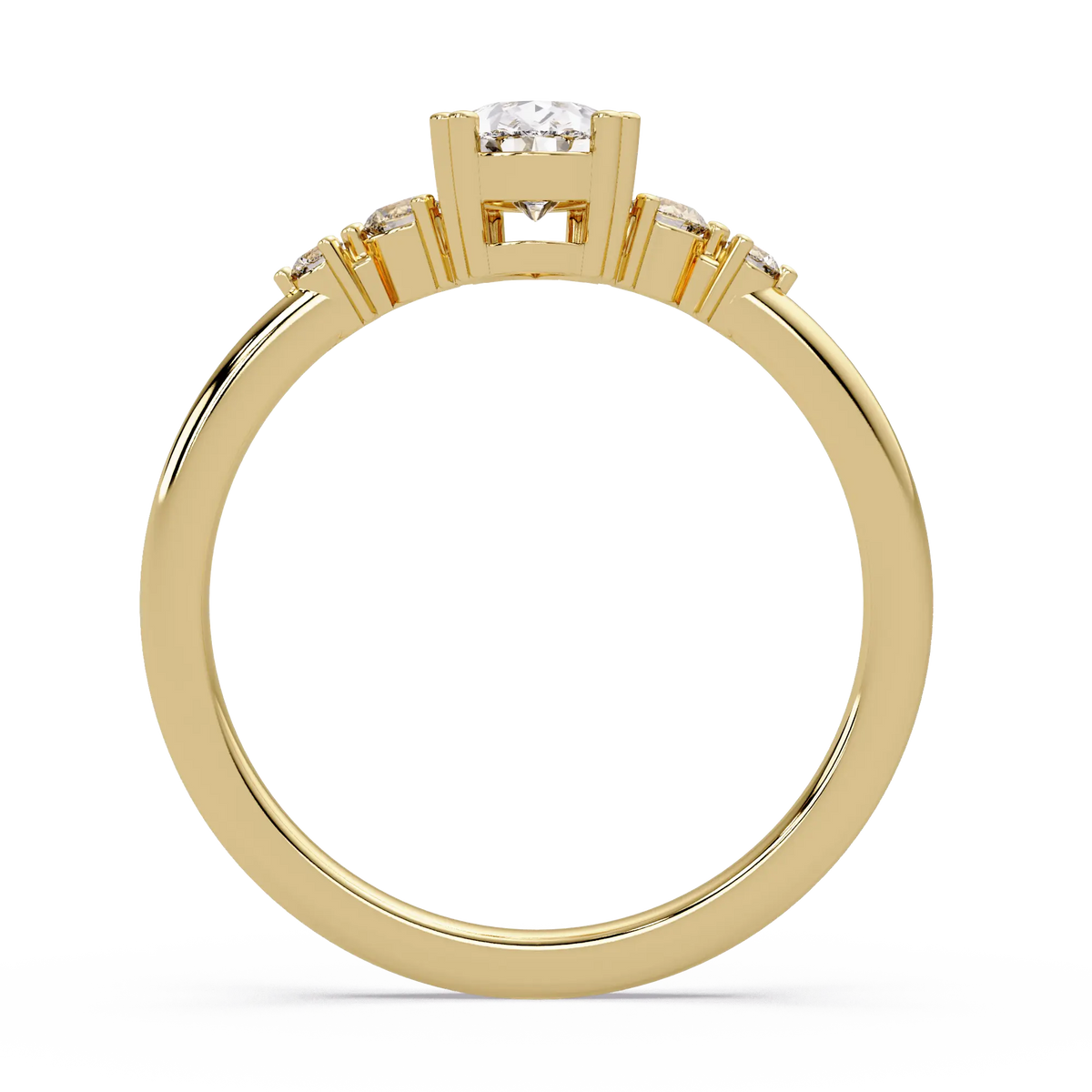 Pear Shaped Lab Grown Diamond Engagement Ring with Round Side Diamonds