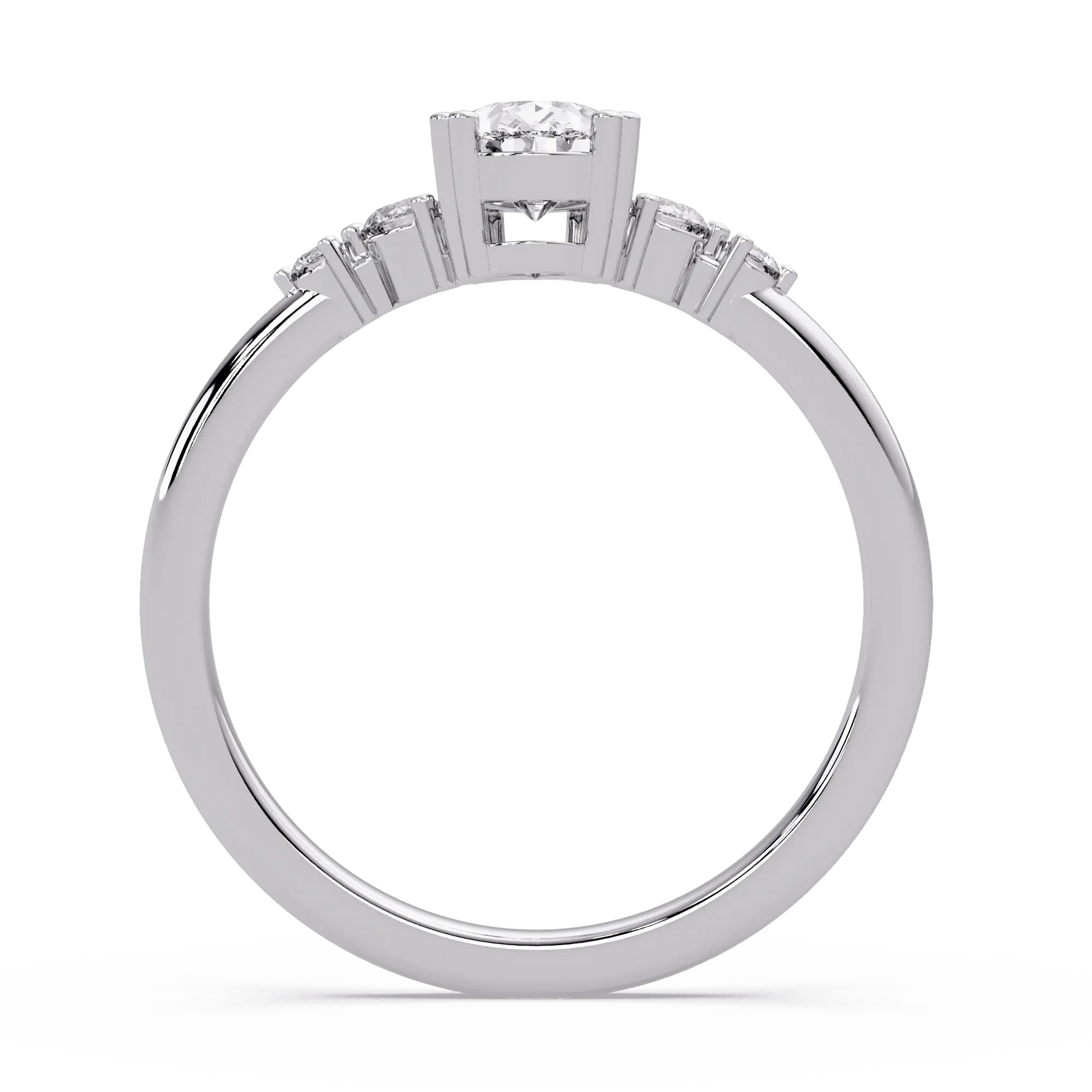 Pear Shaped Lab Grown Diamond Engagement Ring with Round Side Diamonds