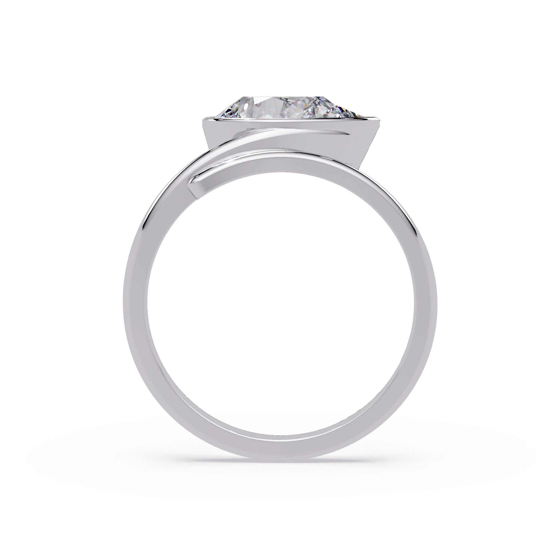 Pear Cut Diamond Twist Engagement Ring White Gold Sculptural Solitaire Bridal Ring
