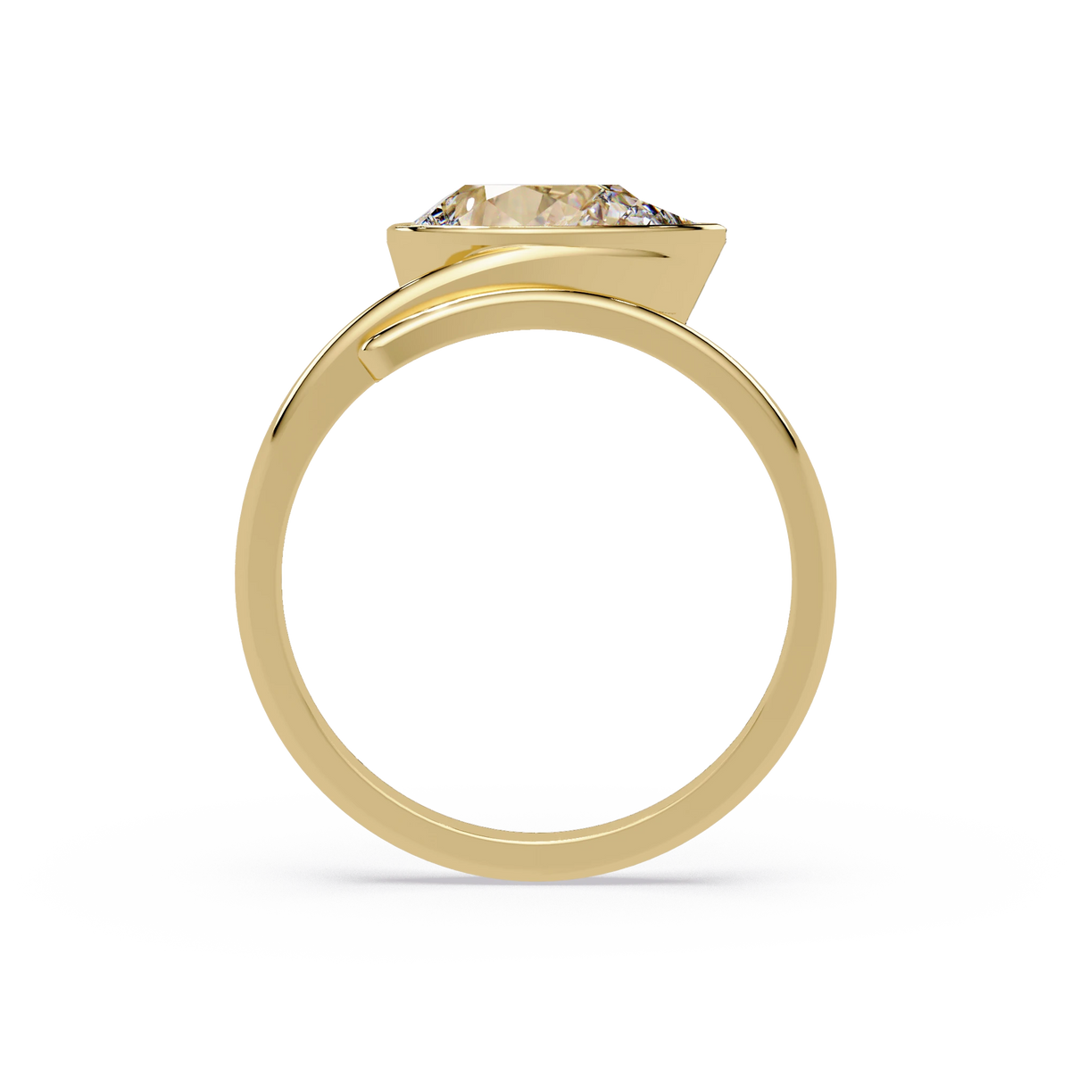 Pear Cut Diamond Twist Engagement Ring White Gold Sculptural Solitaire Bridal Ring