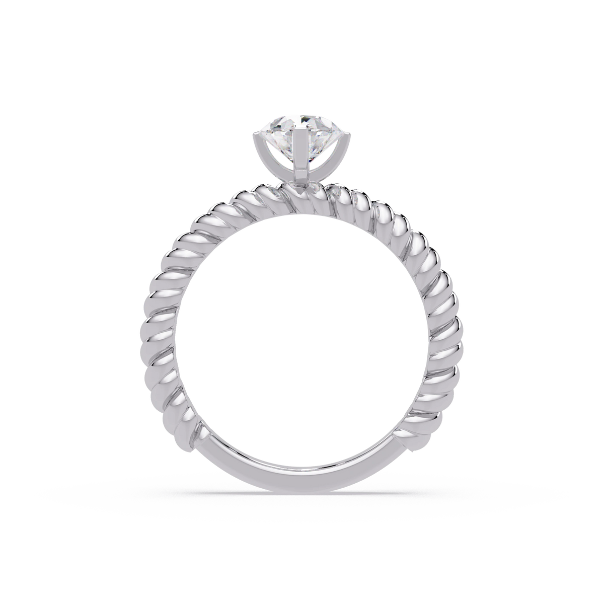 Pear Cut Lab Grown Diamond Solitaire Engagement Ring Rose Gold Twisted Rope Band Bridal Ring