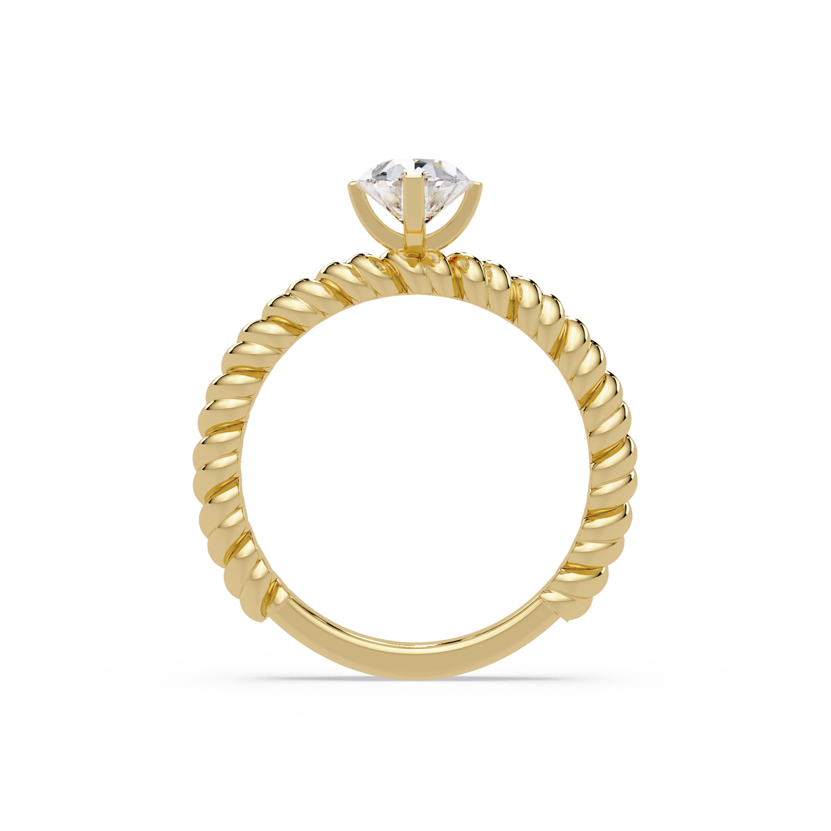 Pear Cut Lab Grown Diamond Solitaire Engagement Ring Rose Gold Twisted Rope Band Bridal Ring