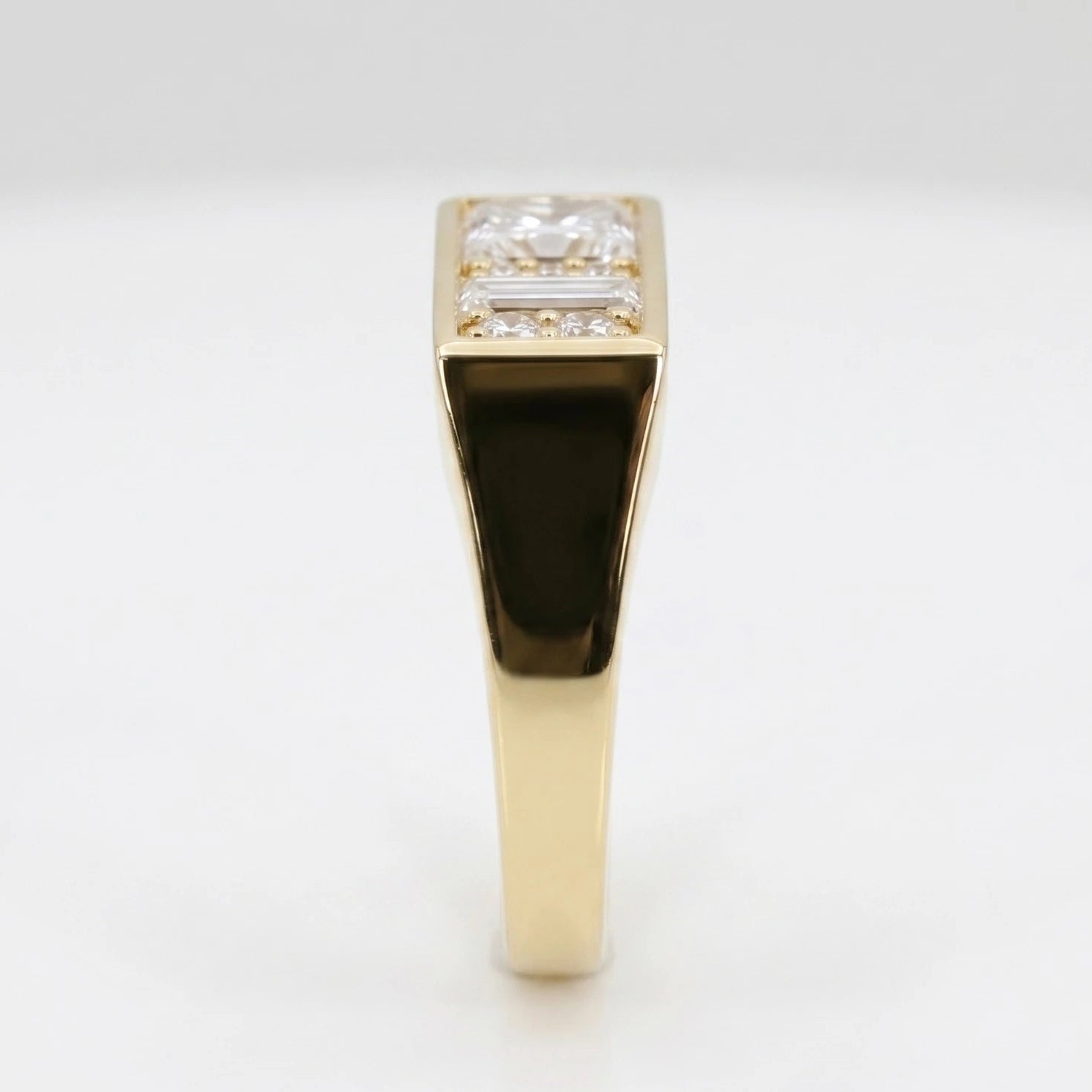 Princess & Baguette Lab Grown Diamond Men's Engagement Ring – Modern Geometric Signet Ring with Diamond Accents