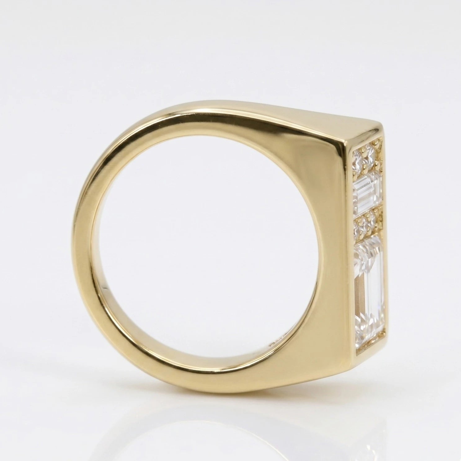 Princess & Baguette Lab Grown Diamond Men's Engagement Ring – Modern Geometric Signet Ring with Diamond Accents