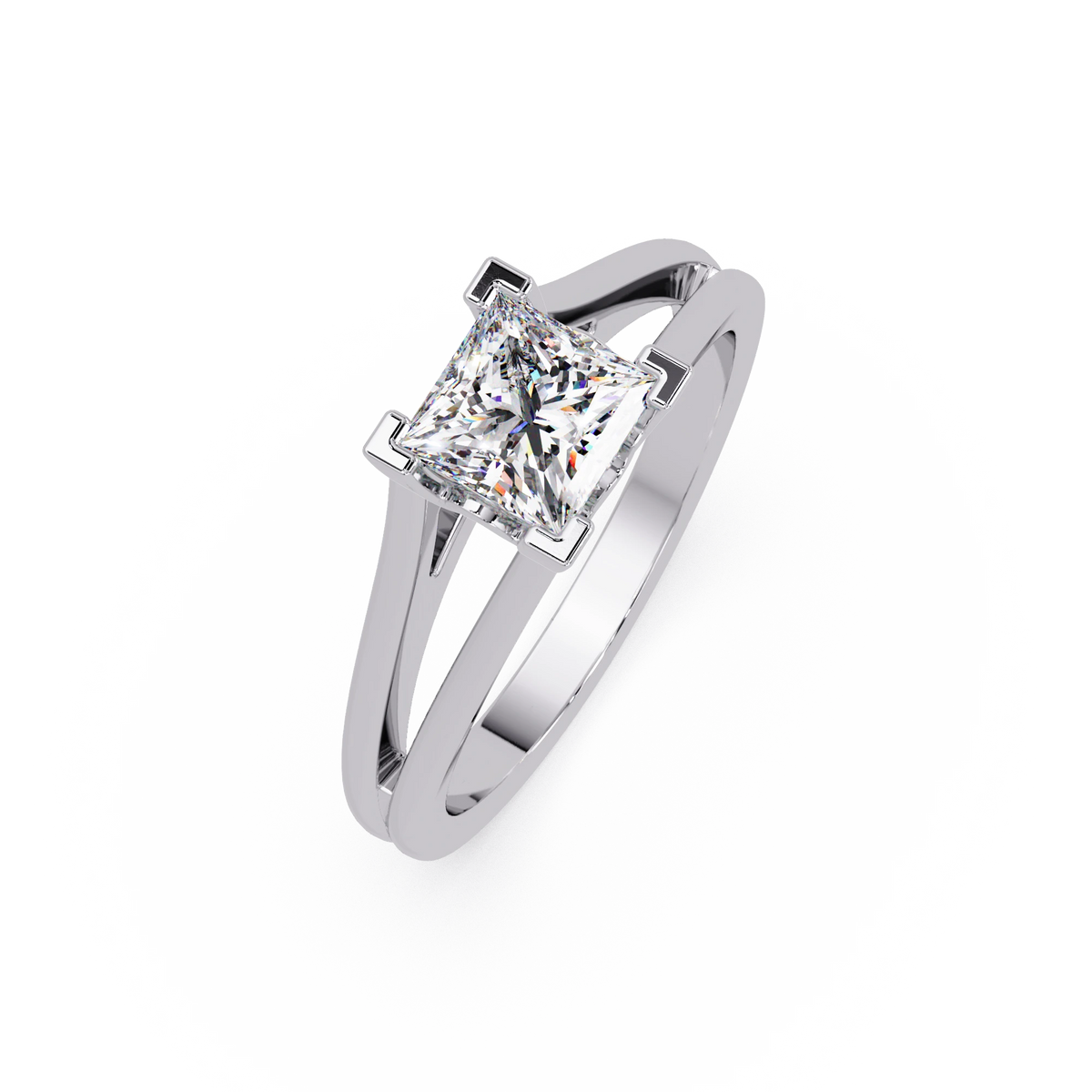 Princess Cut Lab Grown Diamond Engagement Ring Minimalist Four Prong Gold Solitaire Ring
