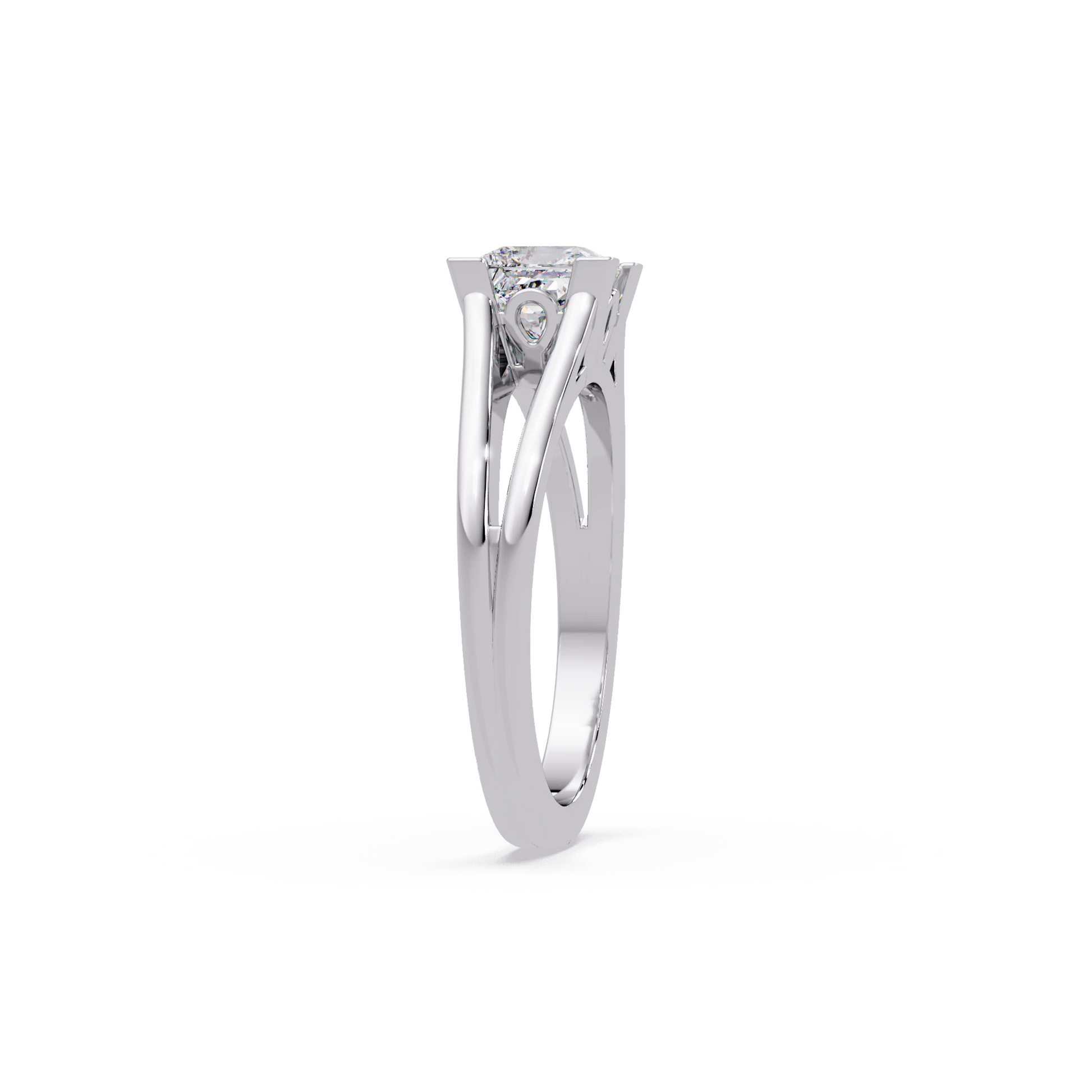 Princess Cut Lab Grown Diamond Engagement Ring Minimalist Four Prong Gold Solitaire Ring