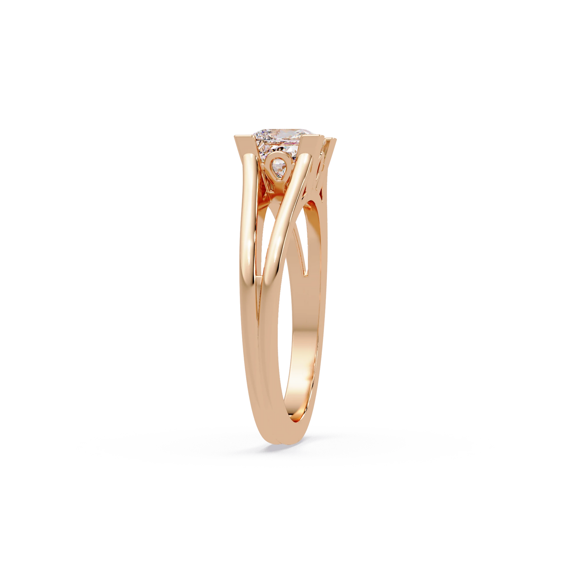 Princess Cut Lab Grown Diamond Engagement Ring Minimalist Four Prong Gold Solitaire Ring