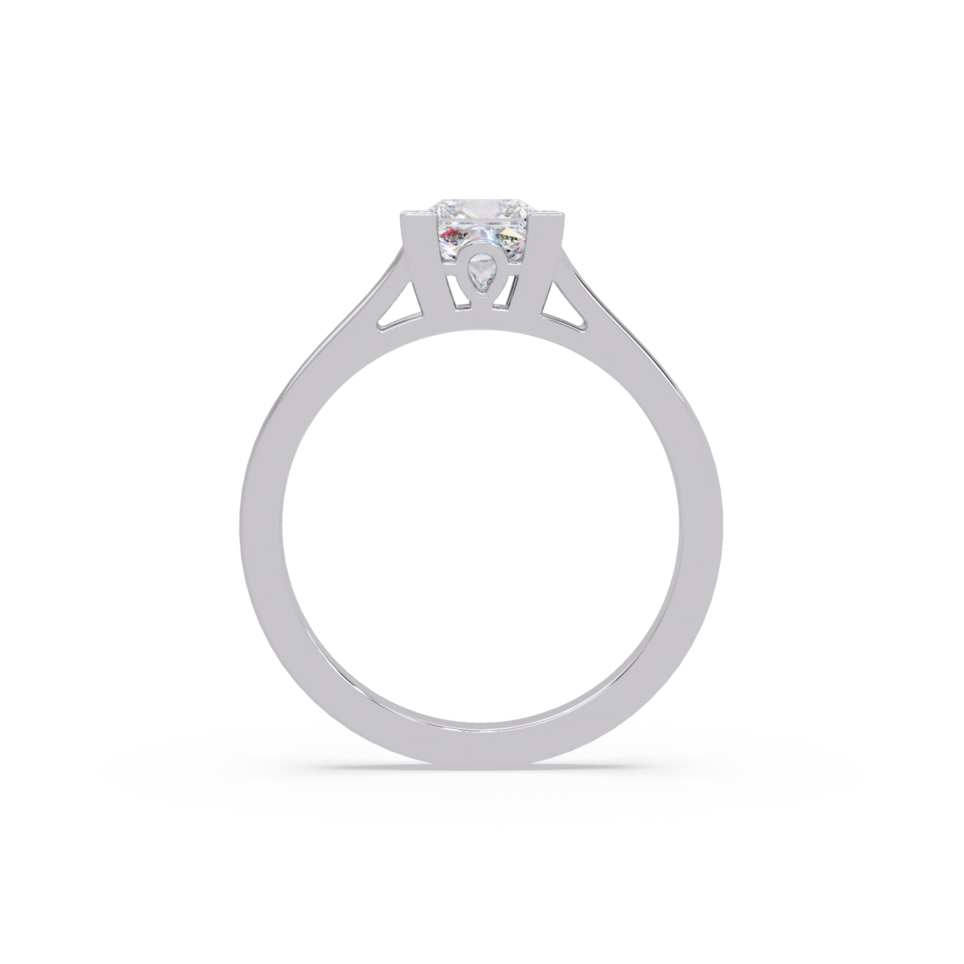 Princess Cut Lab Grown Diamond Engagement Ring Minimalist Four Prong Gold Solitaire Ring