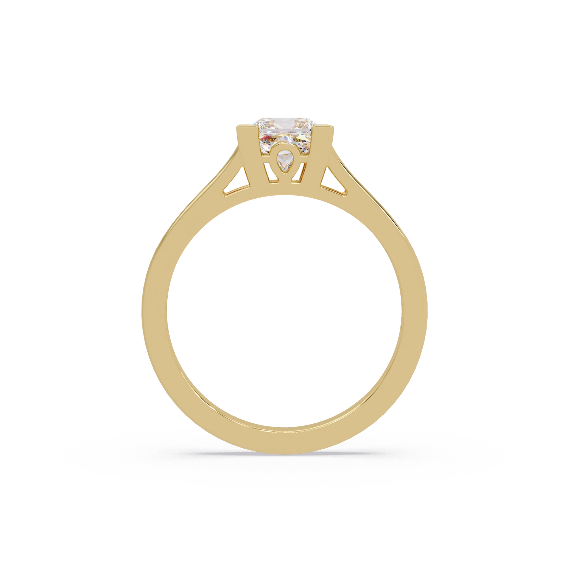 Princess Cut Lab Grown Diamond Engagement Ring Minimalist Four Prong Gold Solitaire Ring