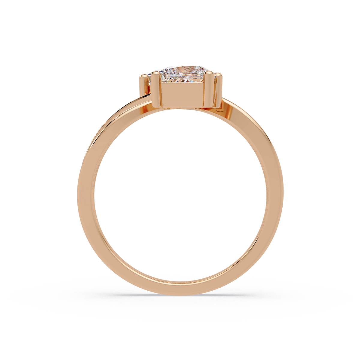 Princess Cut Lab Grown Diamond Ring Double Stone Infinity Bypass Engagement Ring in White Gold