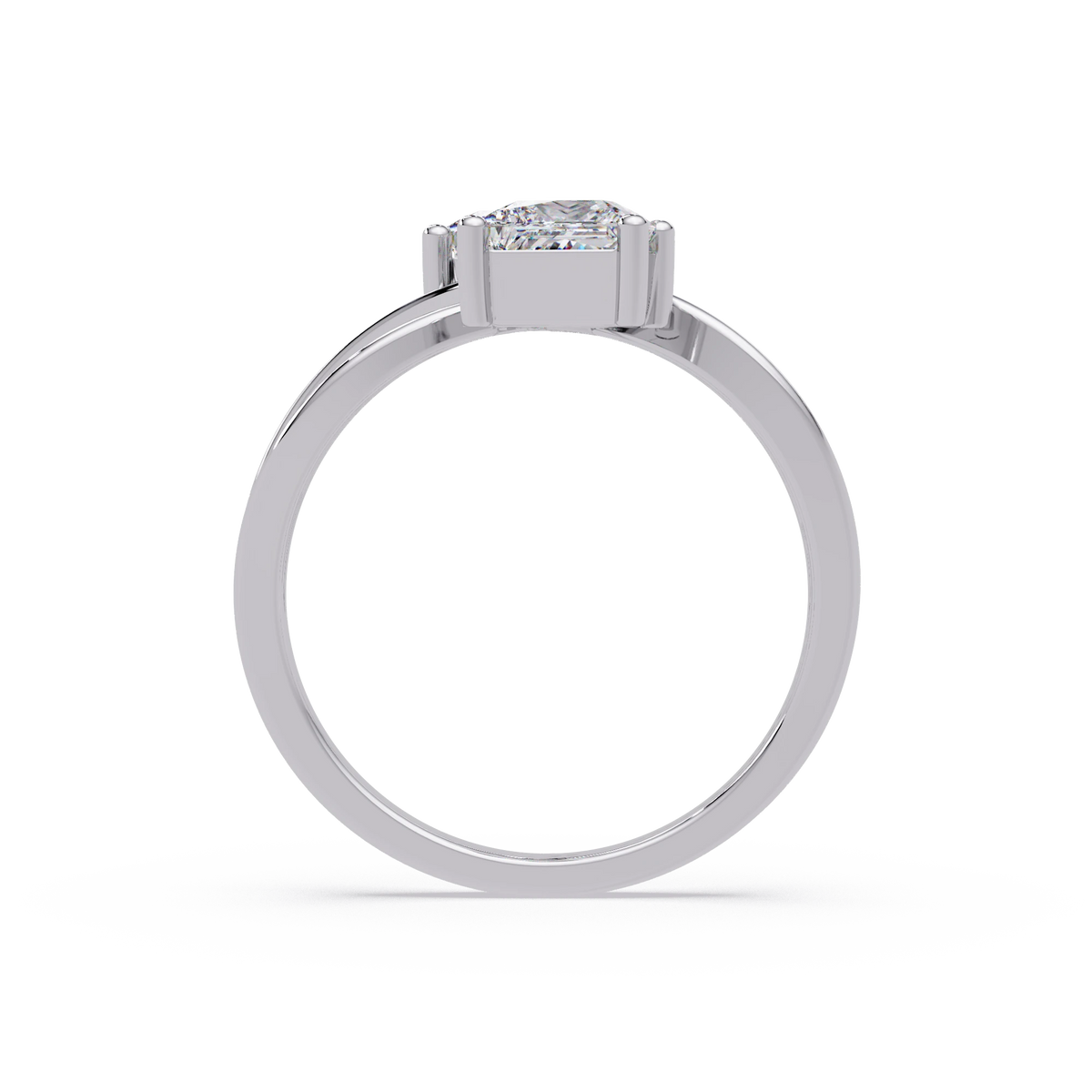 Princess Cut Lab Grown Diamond Ring Double Stone Infinity Bypass Engagement Ring in White Gold