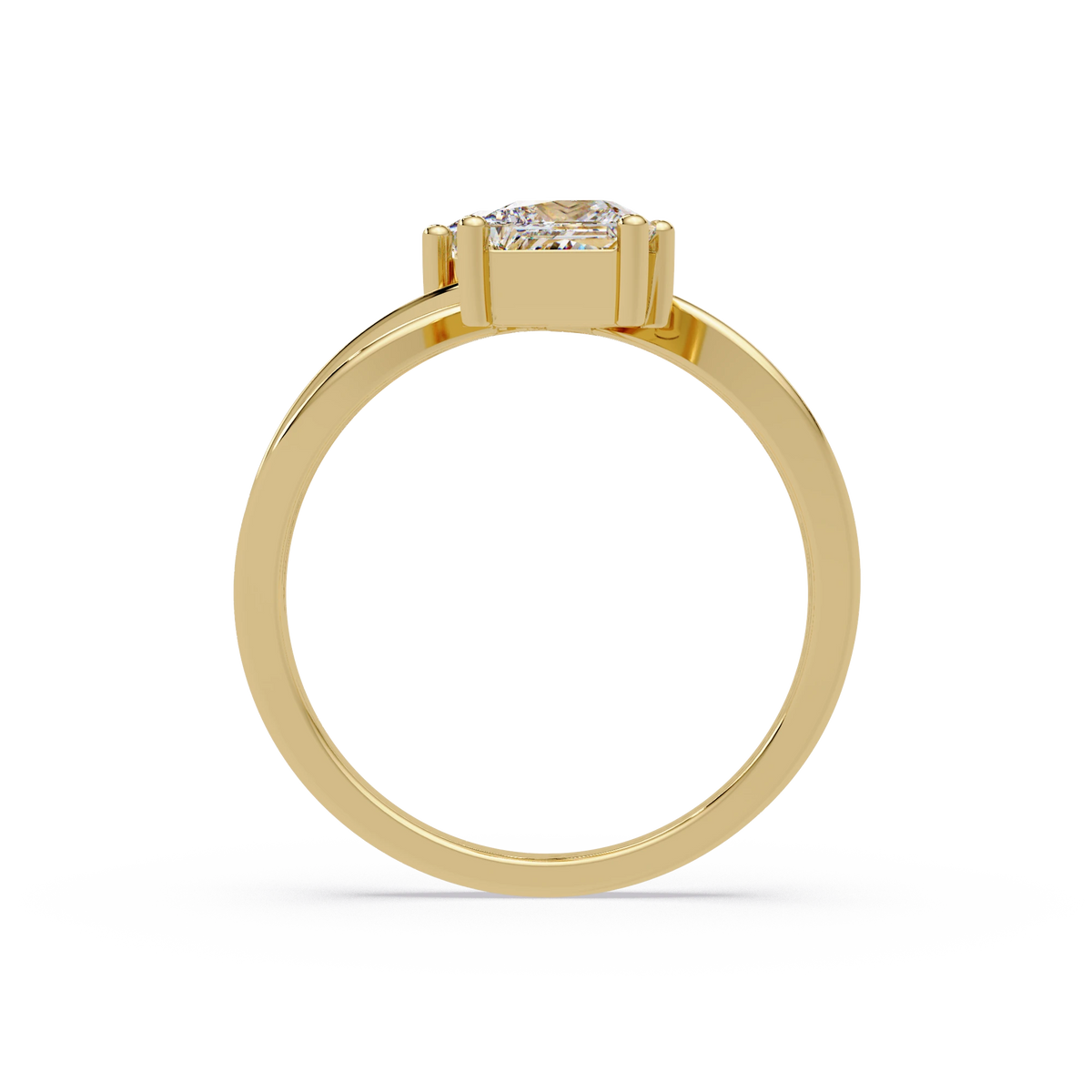 Princess Cut Lab Grown Diamond Ring Double Stone Infinity Bypass Engagement Ring in White Gold