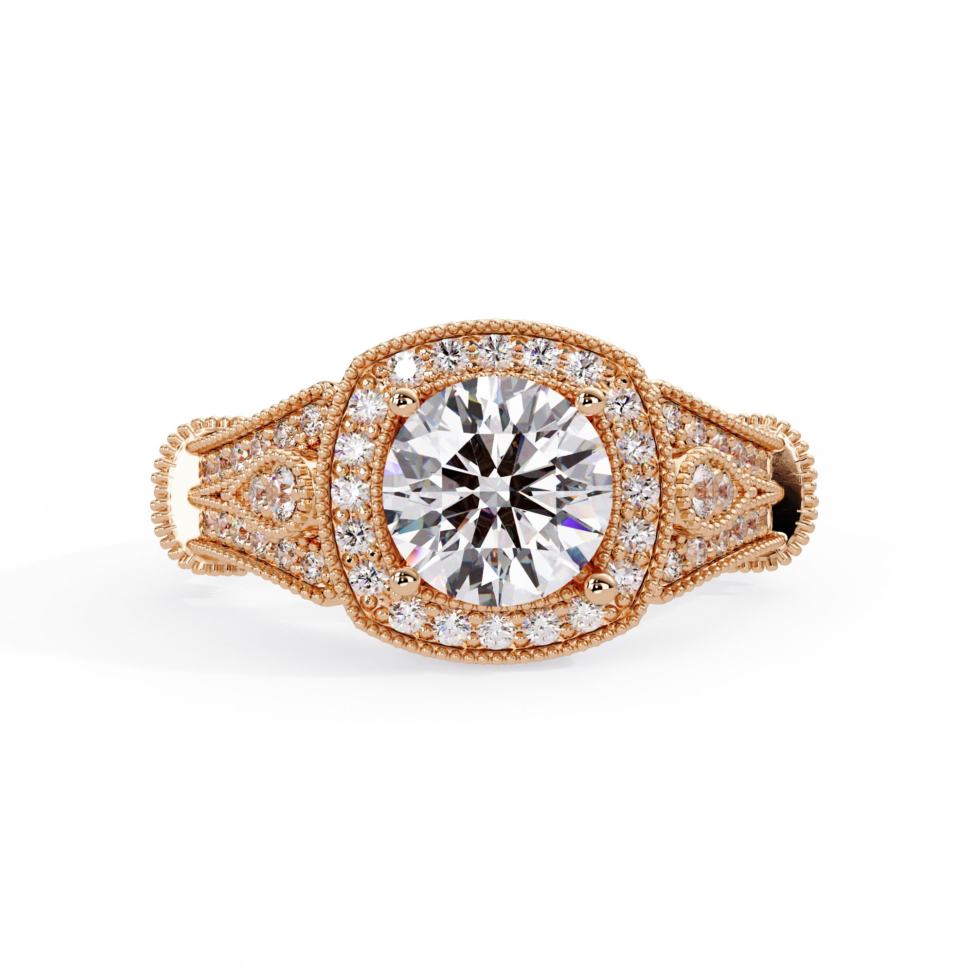 Round Cut Lab Grown Diamond Halo Ring