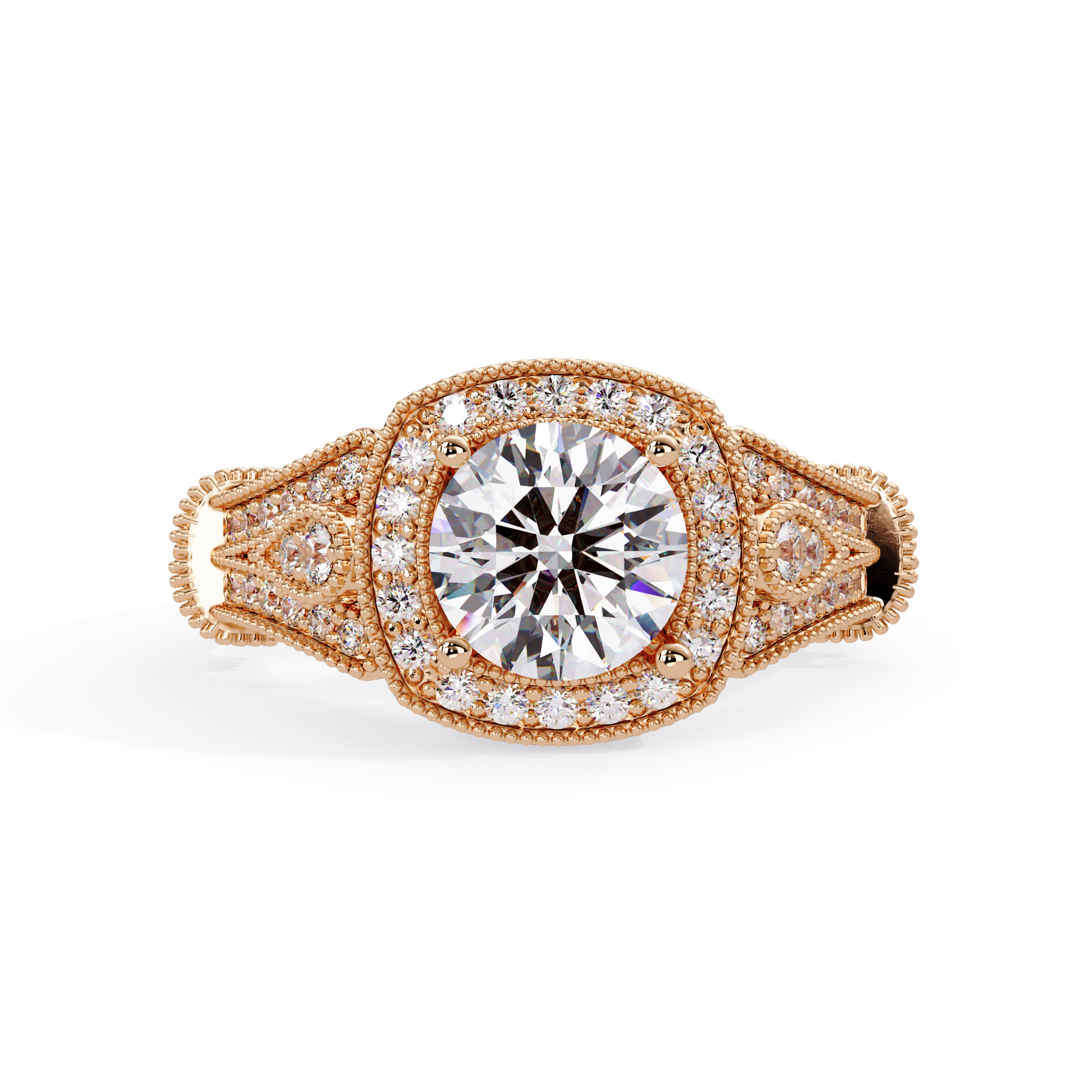 Round Cut Lab Grown Diamond Halo Ring