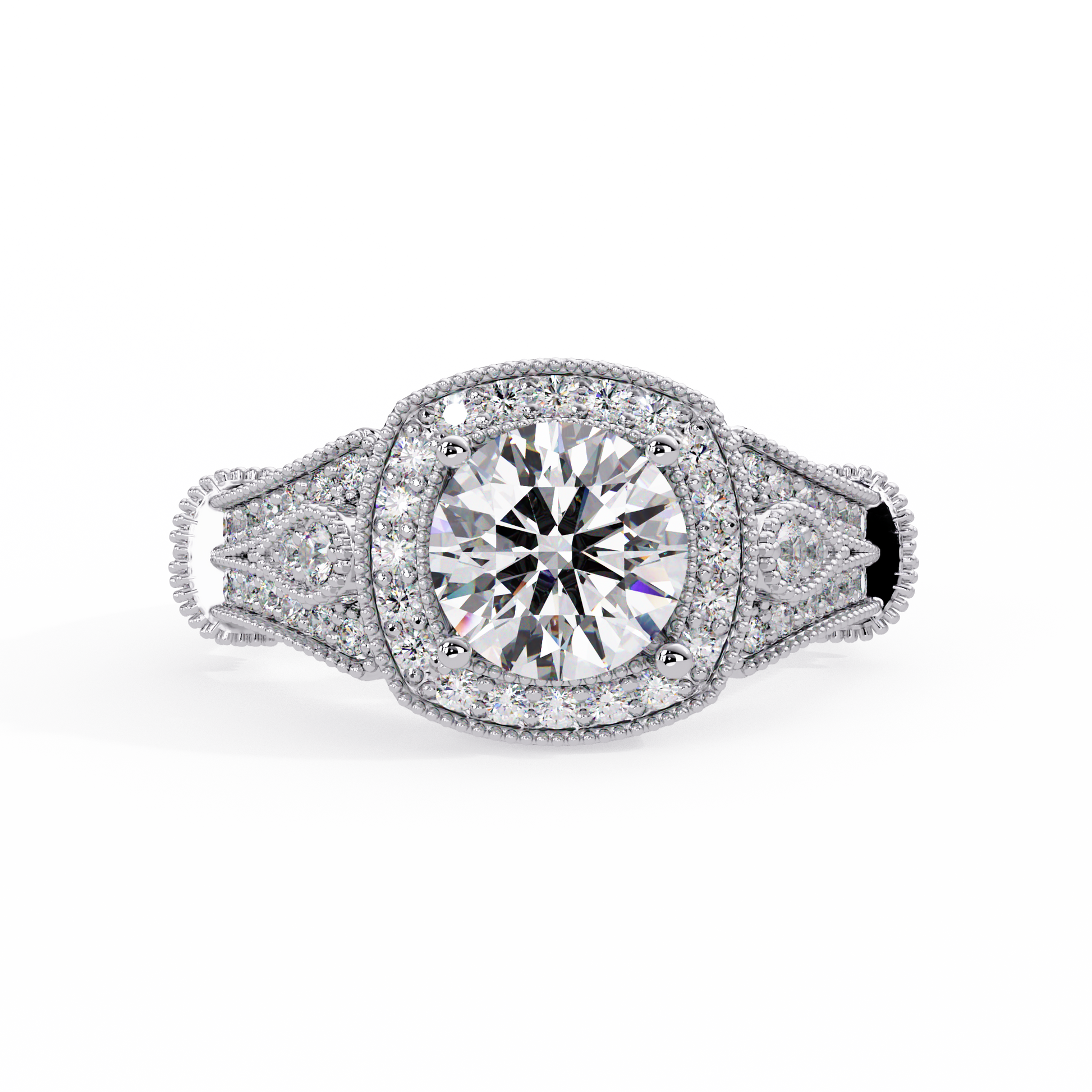 Round Cut Lab Grown Diamond Halo Ring