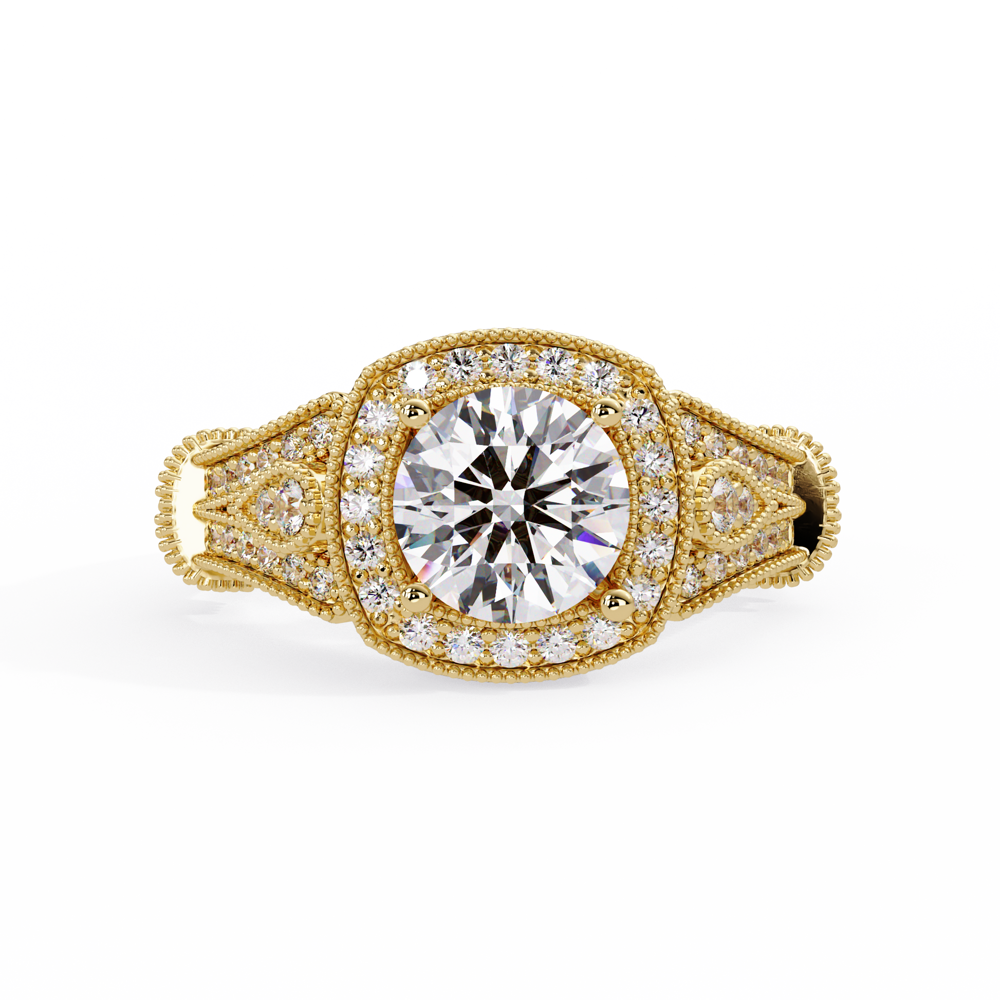 Round Cut Lab Grown Diamond Halo Ring