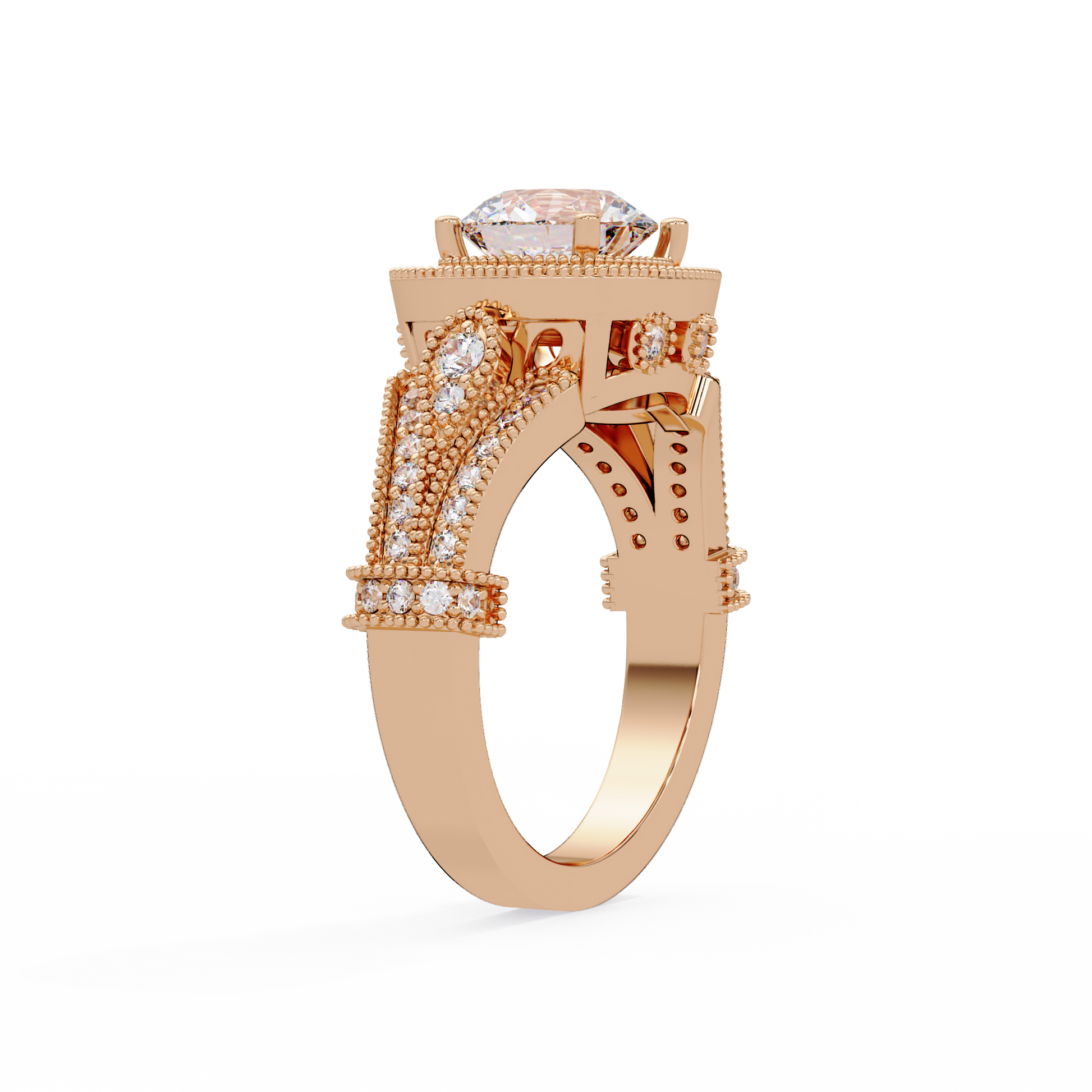 Round Cut Lab Grown Diamond Halo Ring