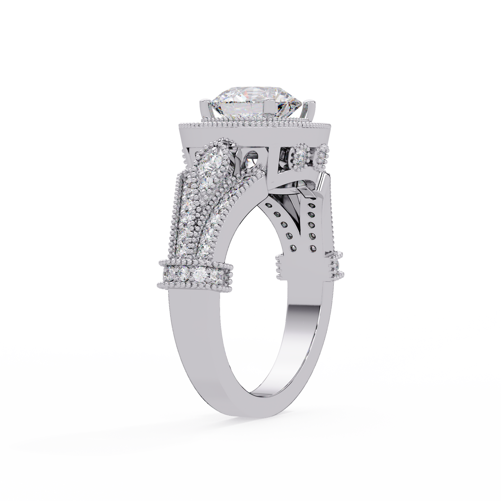 Round Cut Lab Grown Diamond Halo Ring