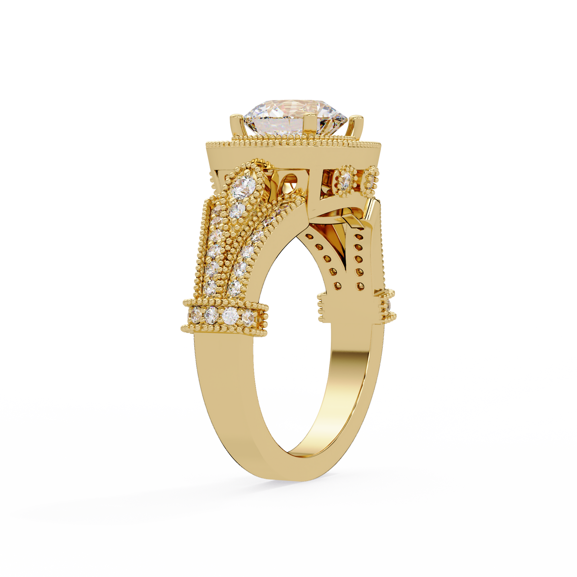 Round Cut Lab Grown Diamond Halo Ring