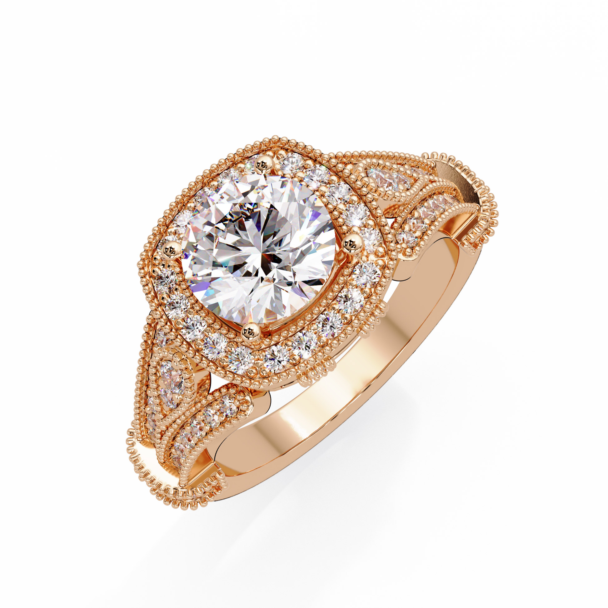 Round Cut Lab Grown Diamond Halo Ring