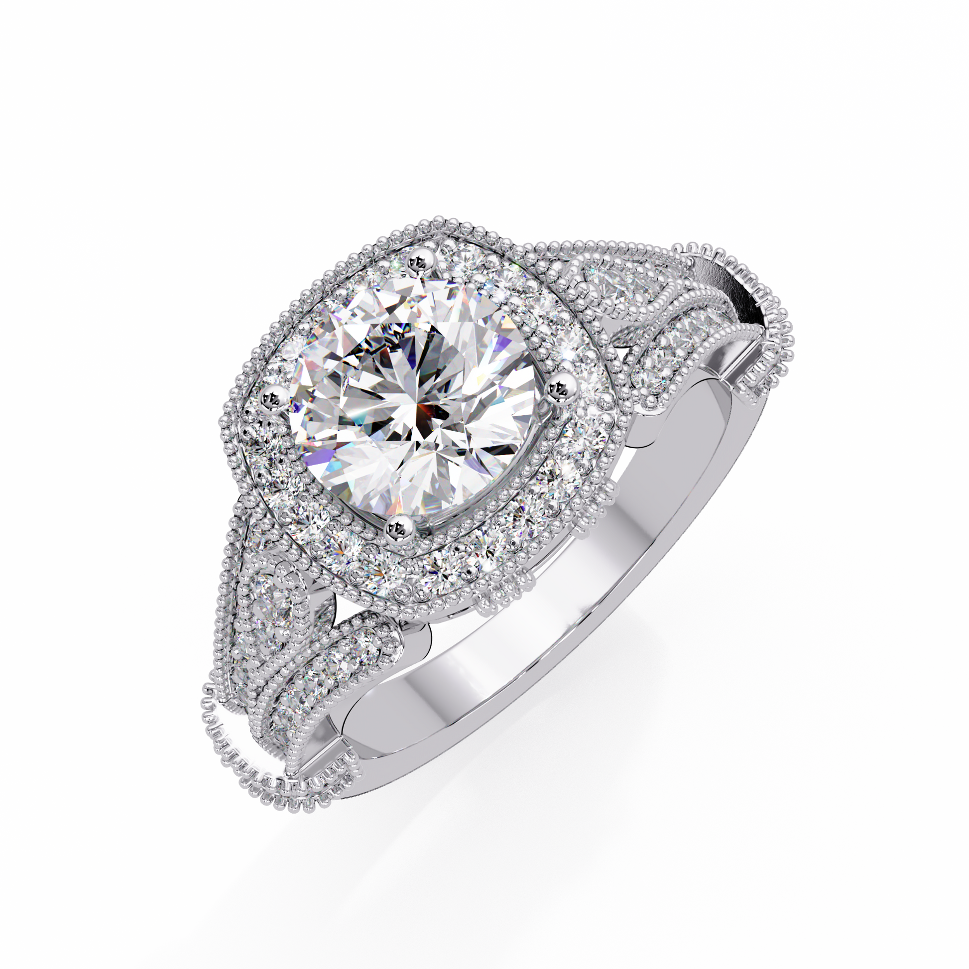 Round Cut Lab Grown Diamond Halo Ring